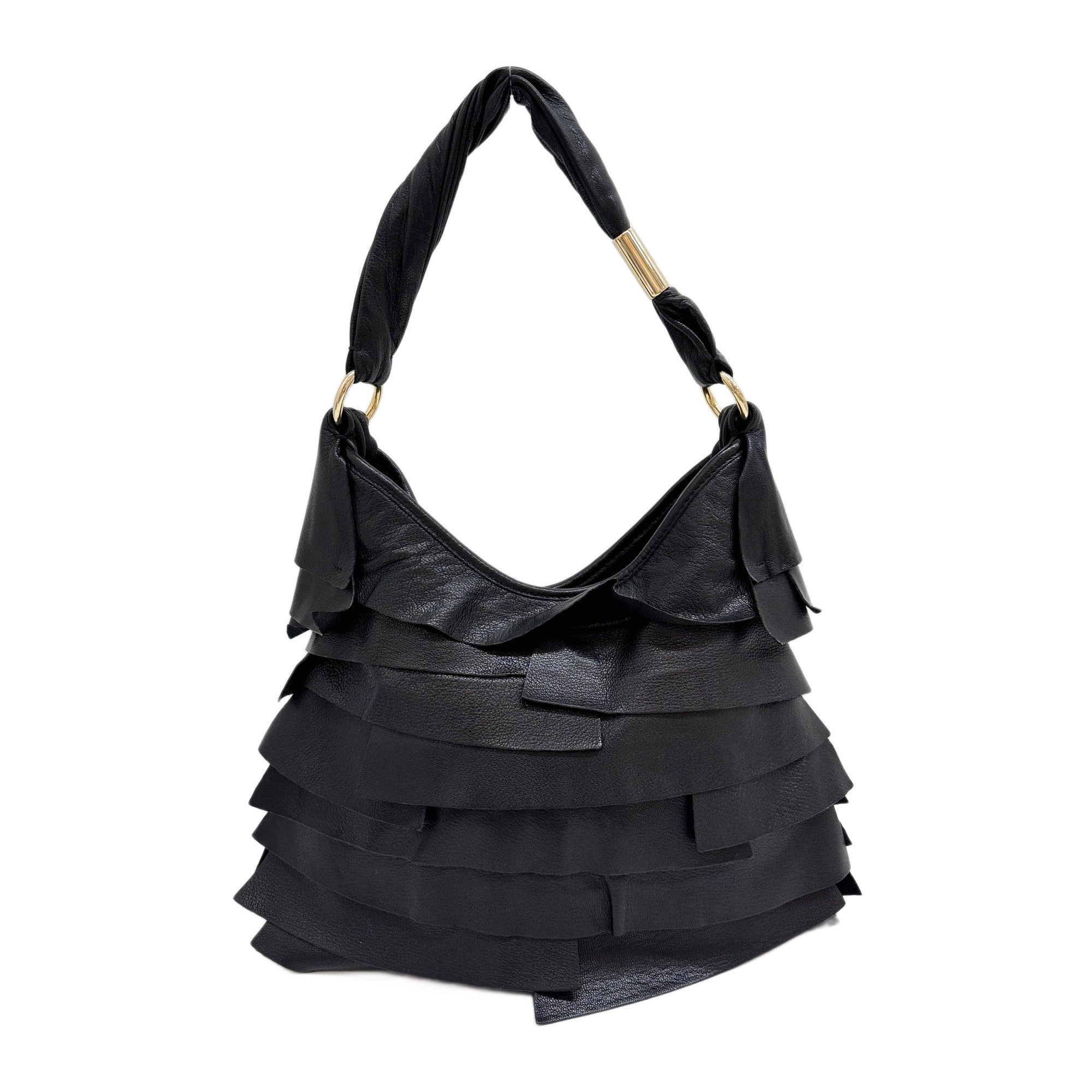 Saint Tropez Black Leather Shoulder Bag