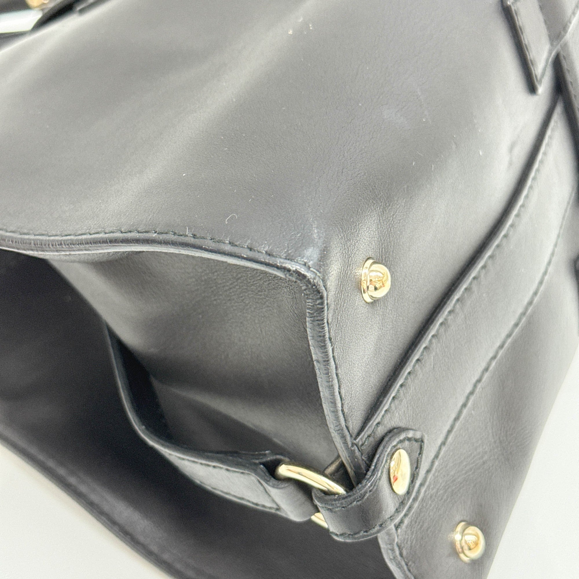 Stirrup Black Leather Shoulder Bag