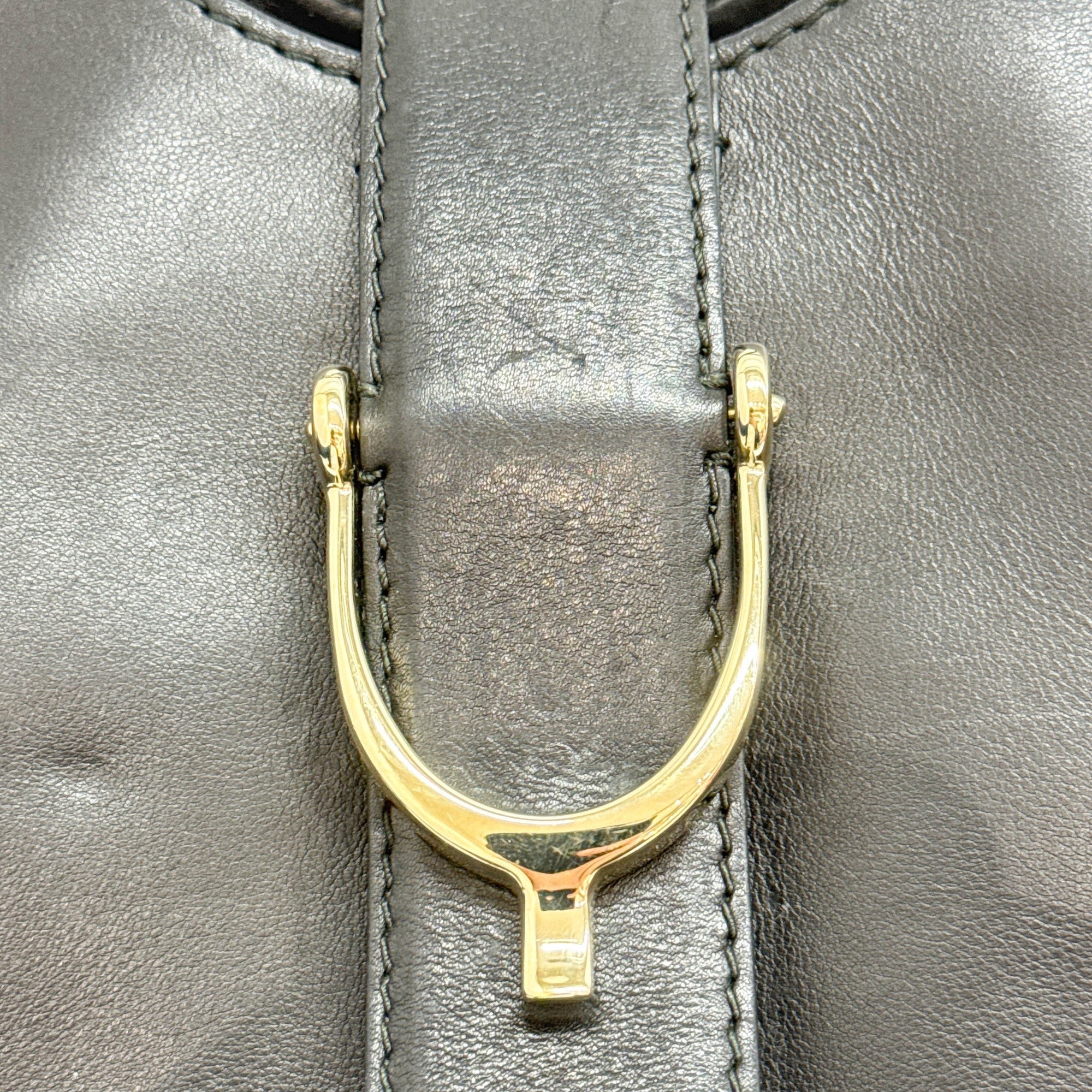 Stirrup Black Leather Shoulder Bag