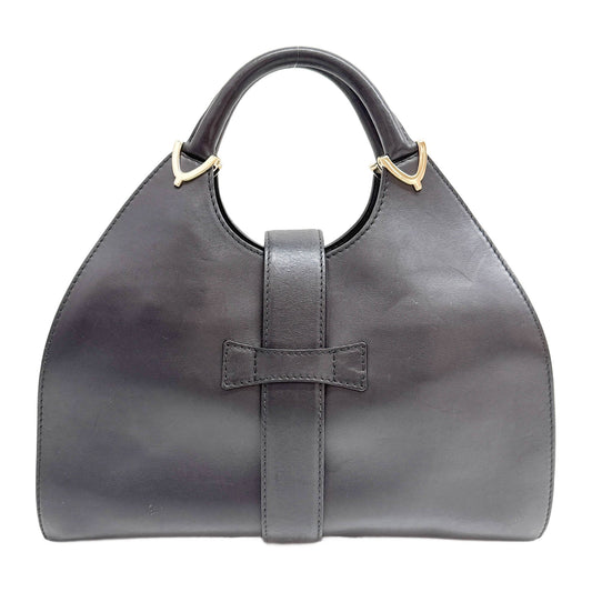 Stirrup Black Leather Shoulder Bag