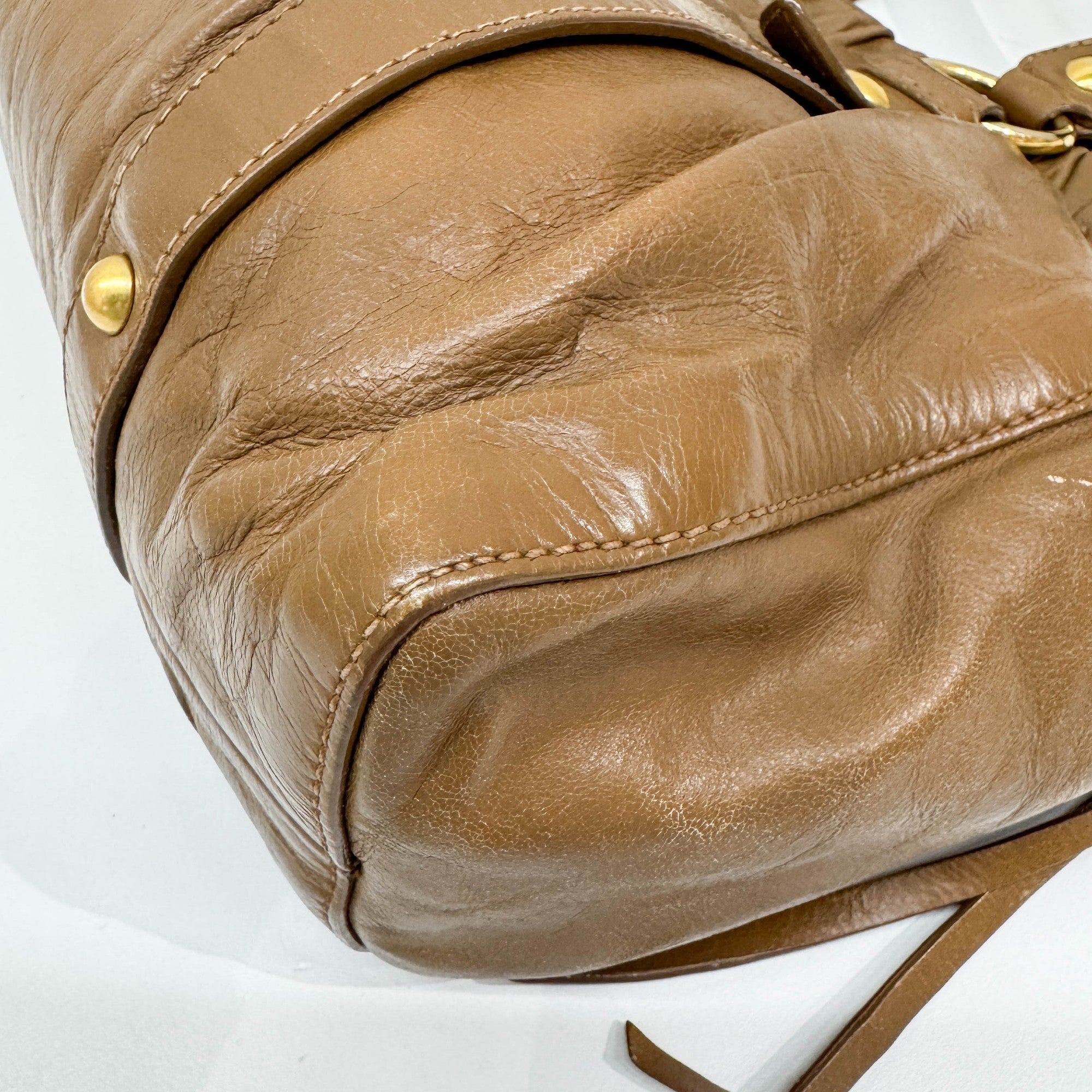Vitello Tan Leather Two Way Bag
