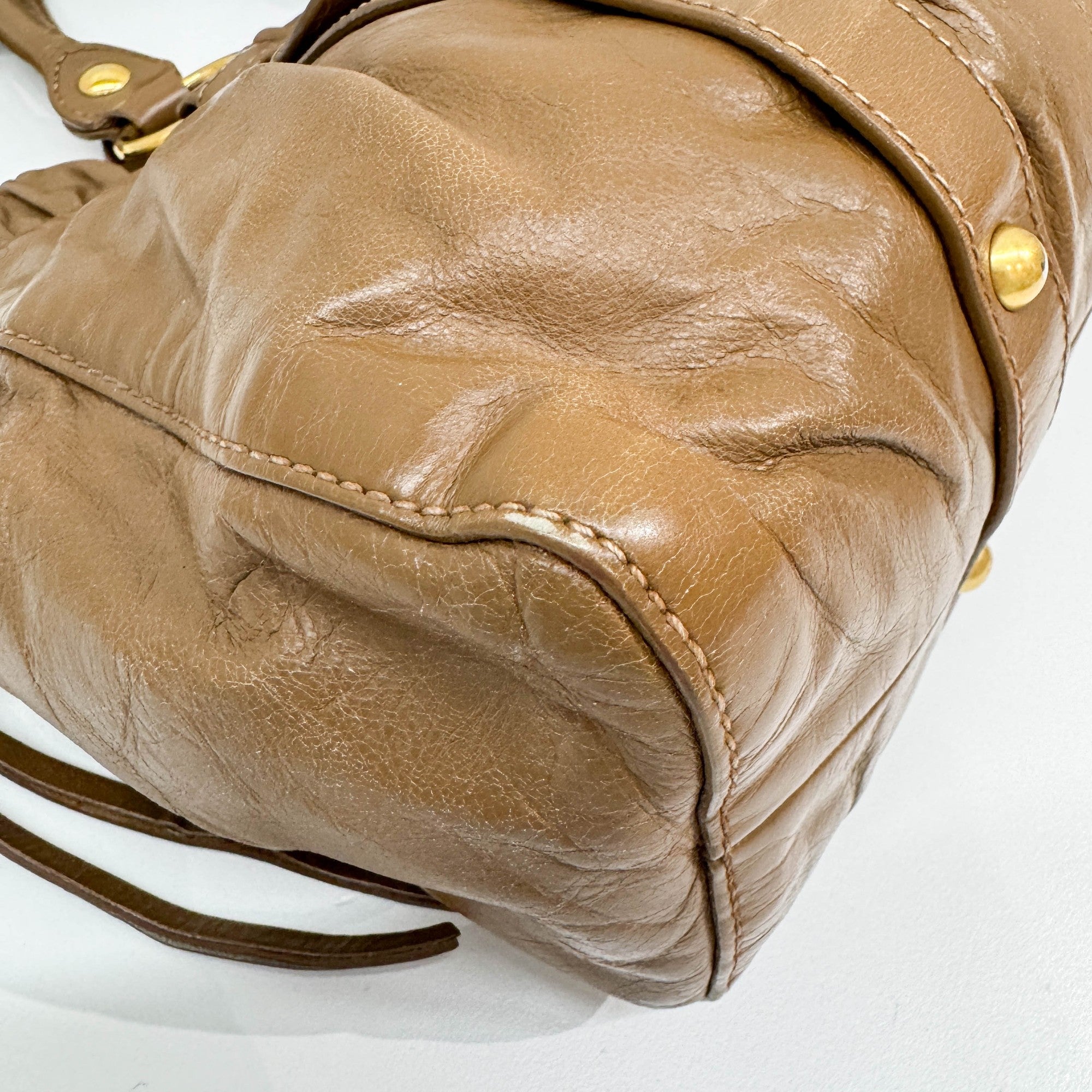 Vitello Tan Leather Two Way Bag