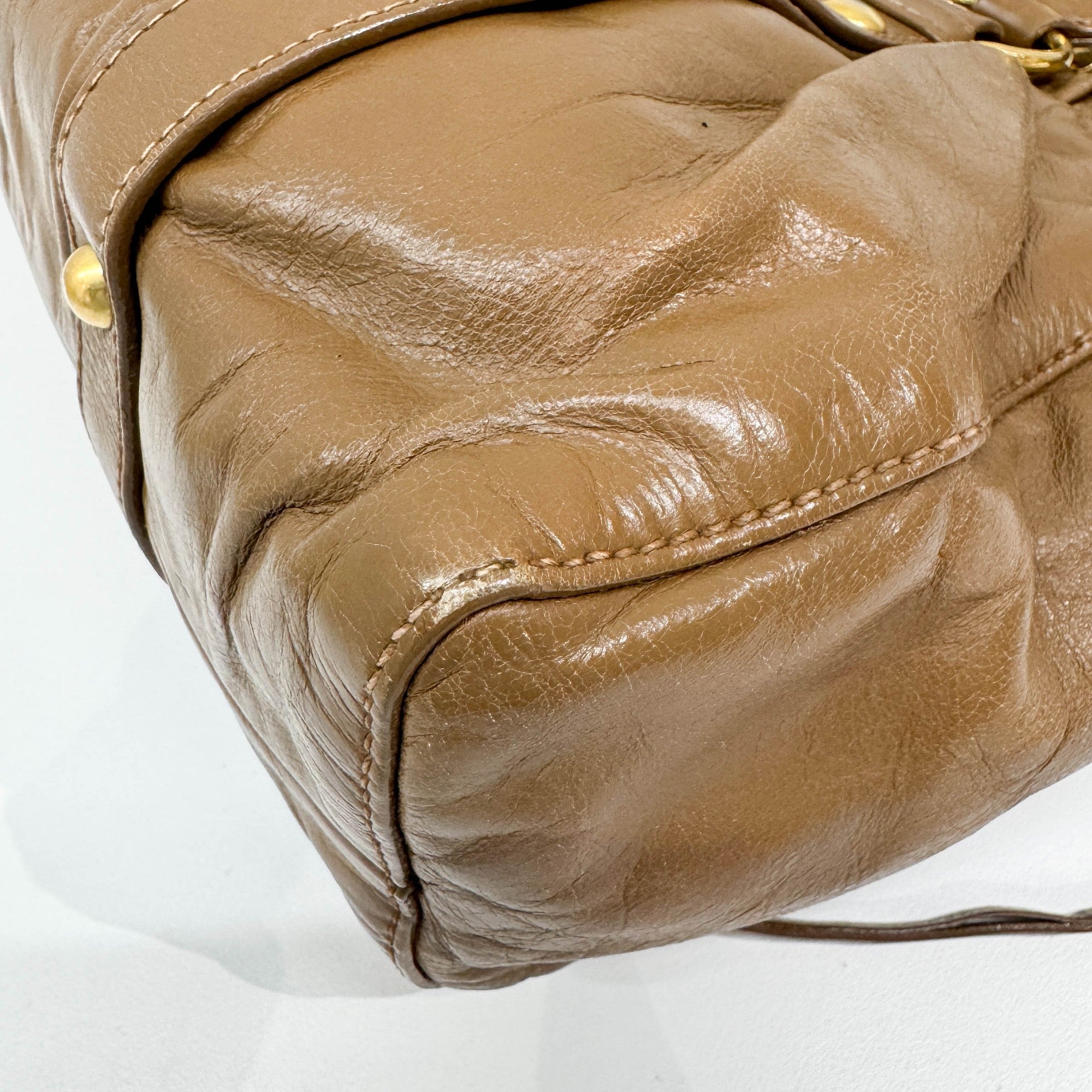 Vitello Tan Leather Two Way Bag