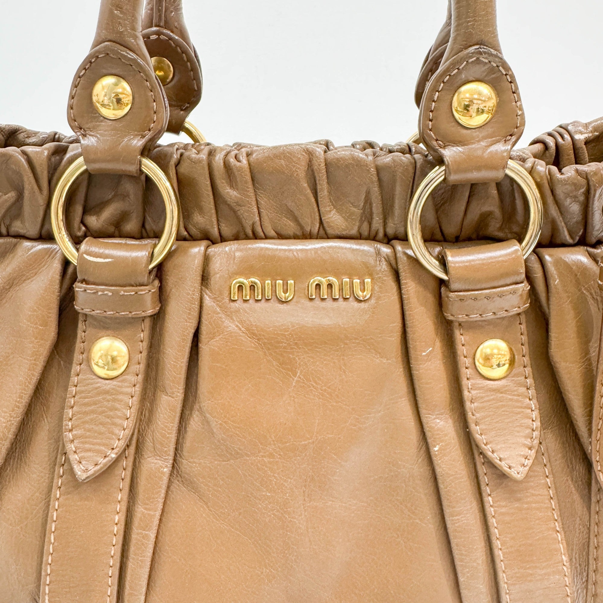 Vitello Tan Leather Two Way Bag