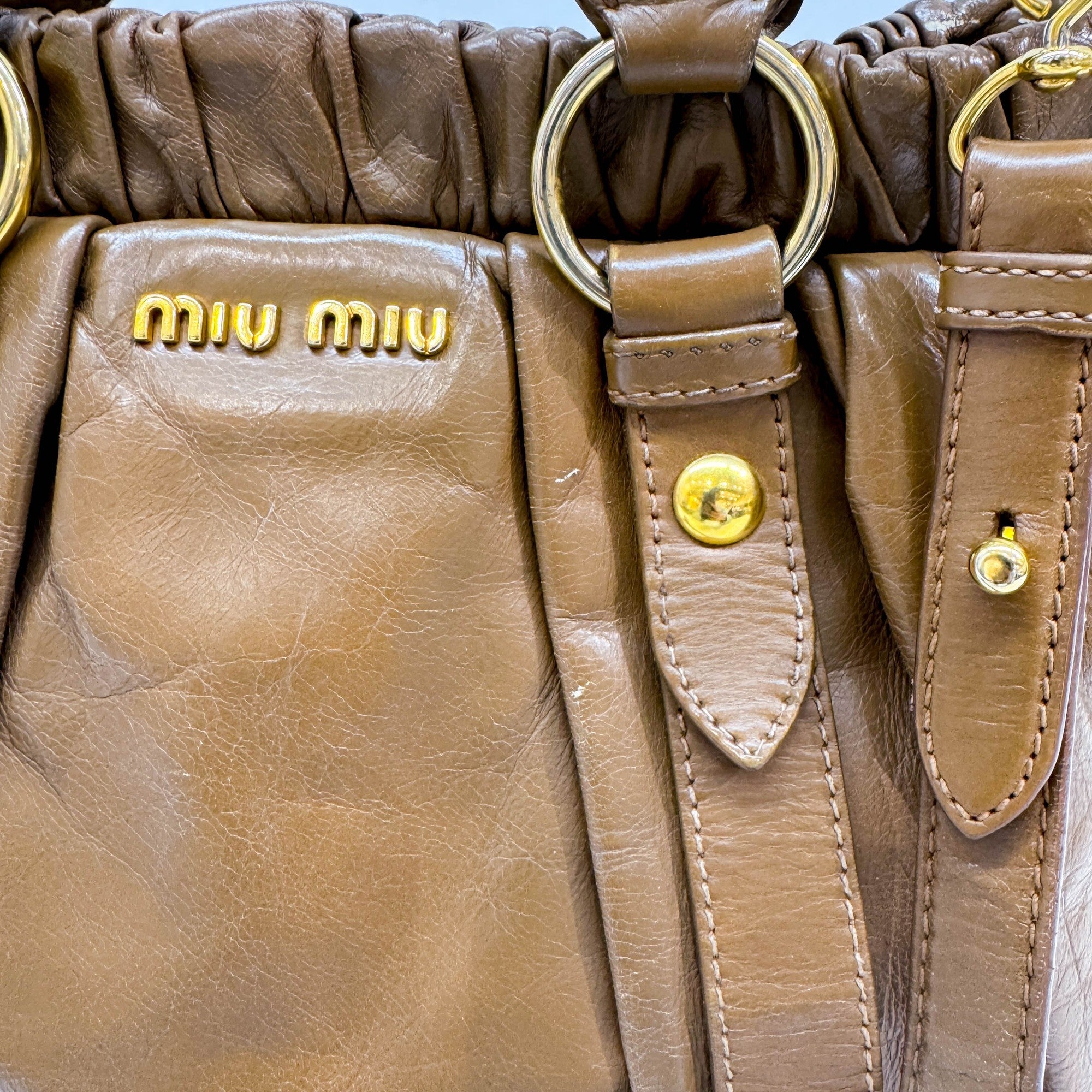 Vitello Tan Leather Two Way Bag