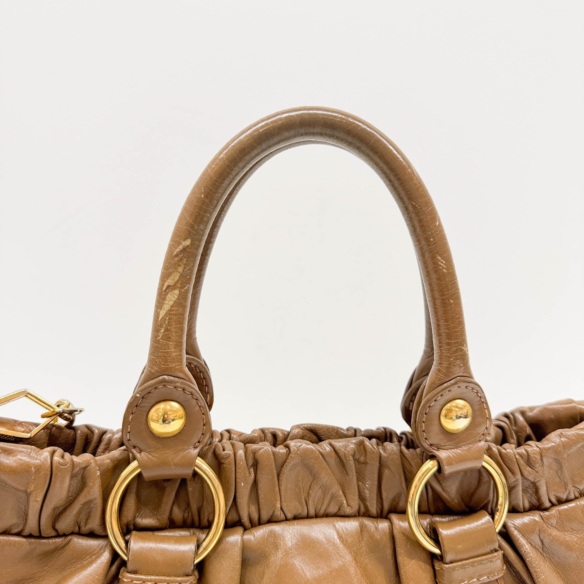 Vitello Tan Leather Two Way Bag
