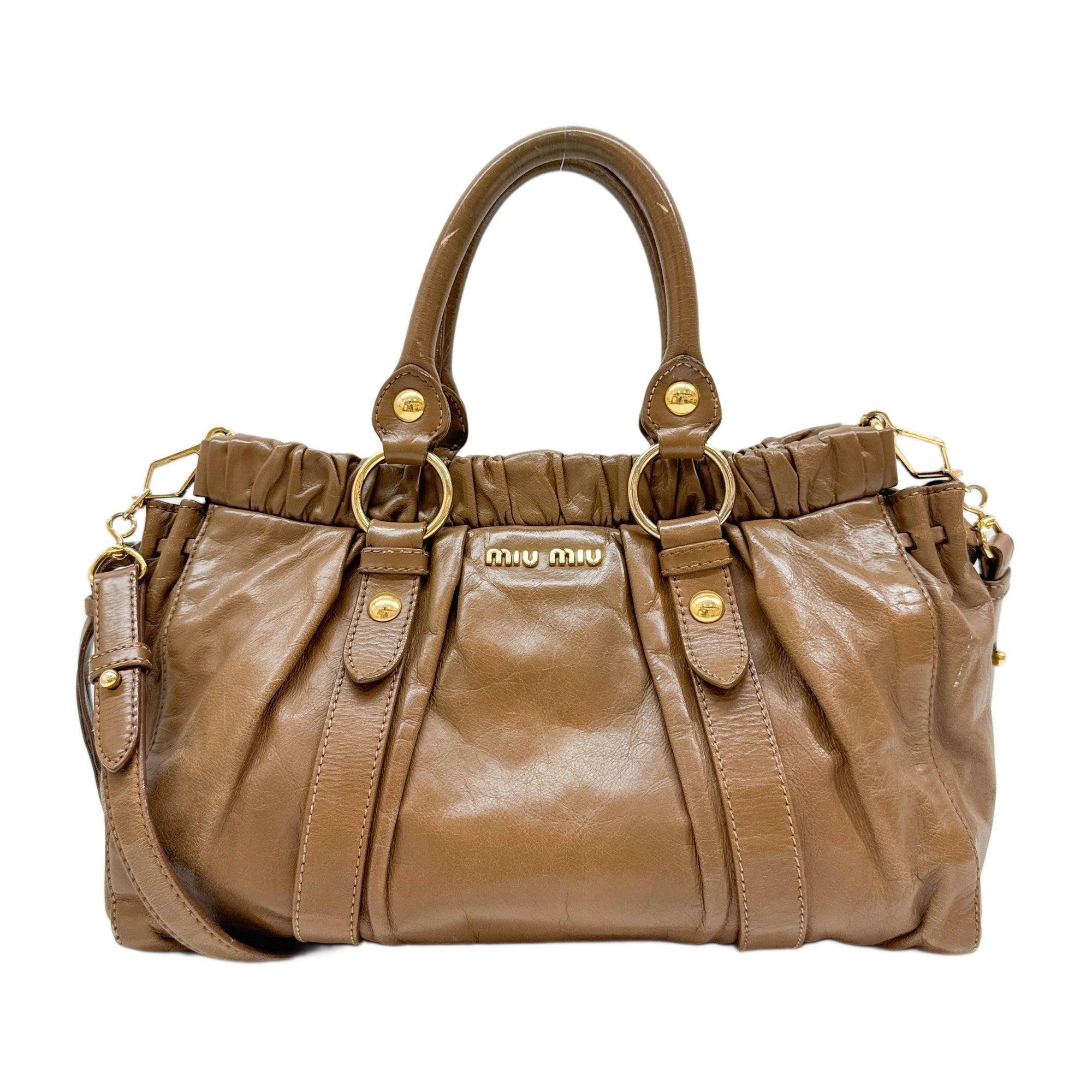 Vitello Tan Leather Two Way Bag