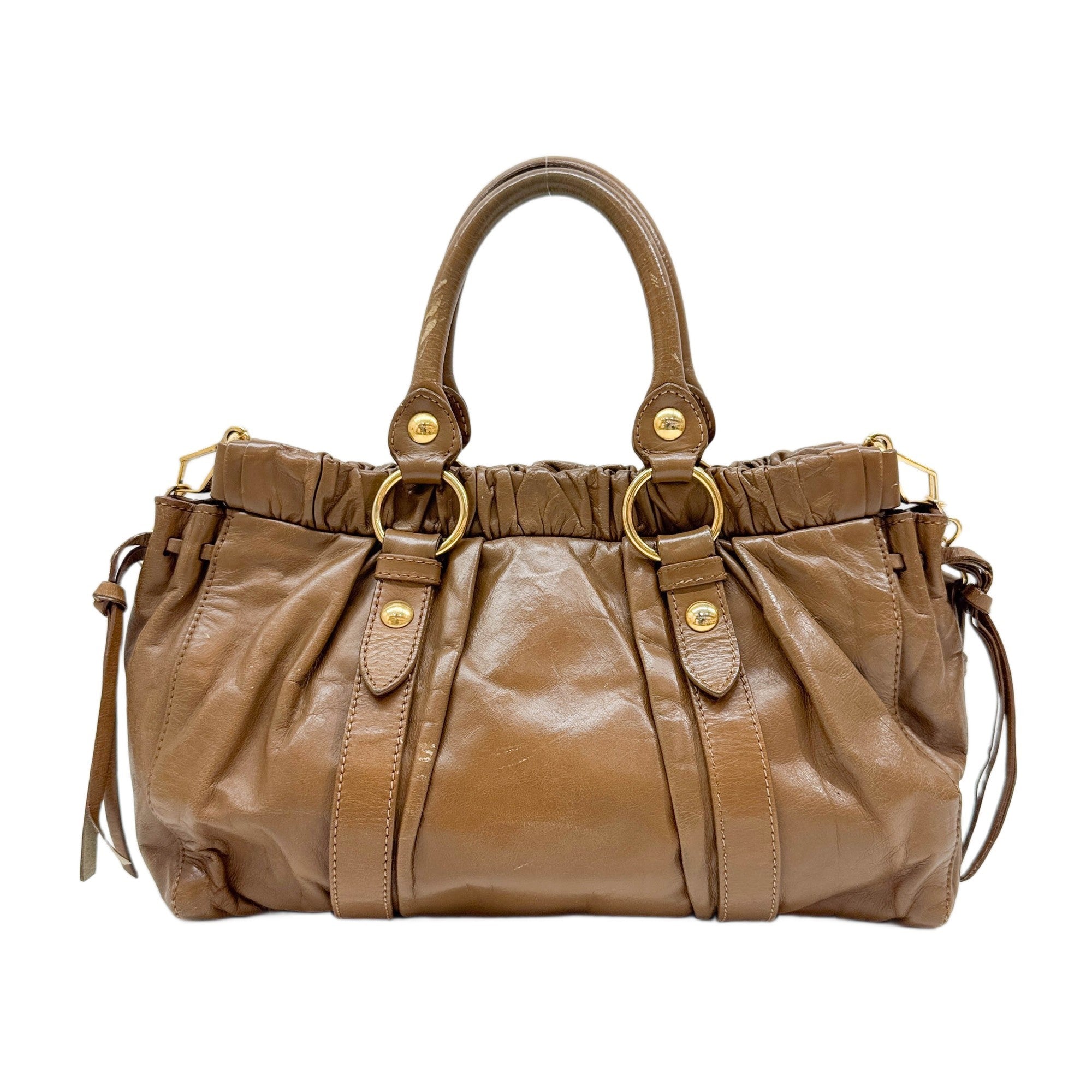 Vitello Tan Leather Two Way Bag