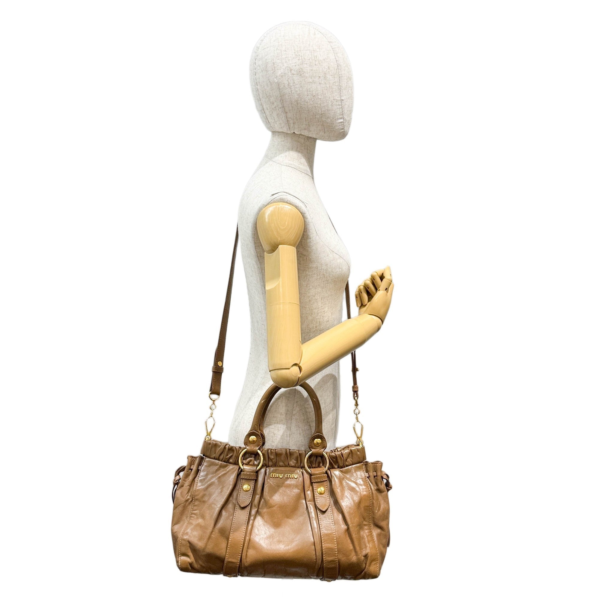 Vitello Tan Leather Two Way Bag