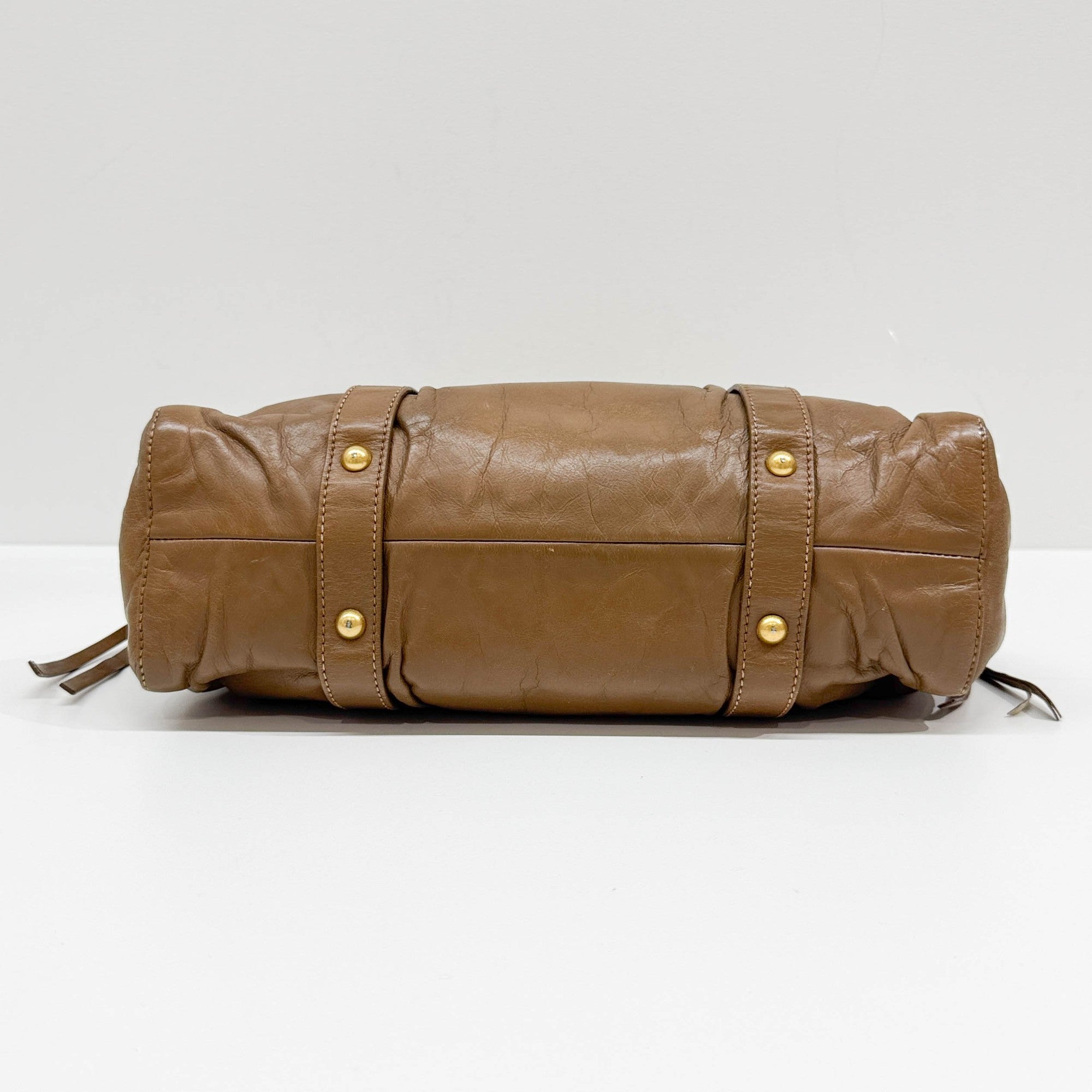 Vitello Tan Leather Two Way Bag