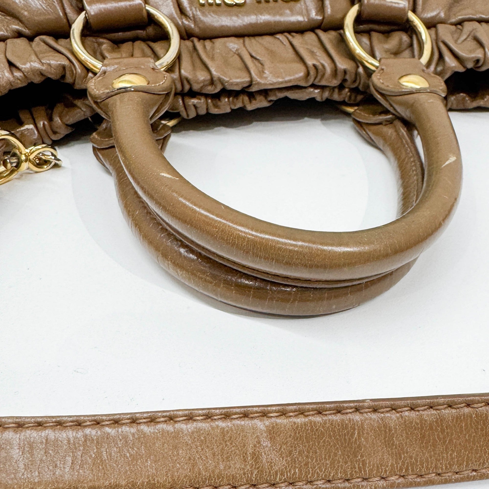 Vitello Tan Leather Two Way Bag