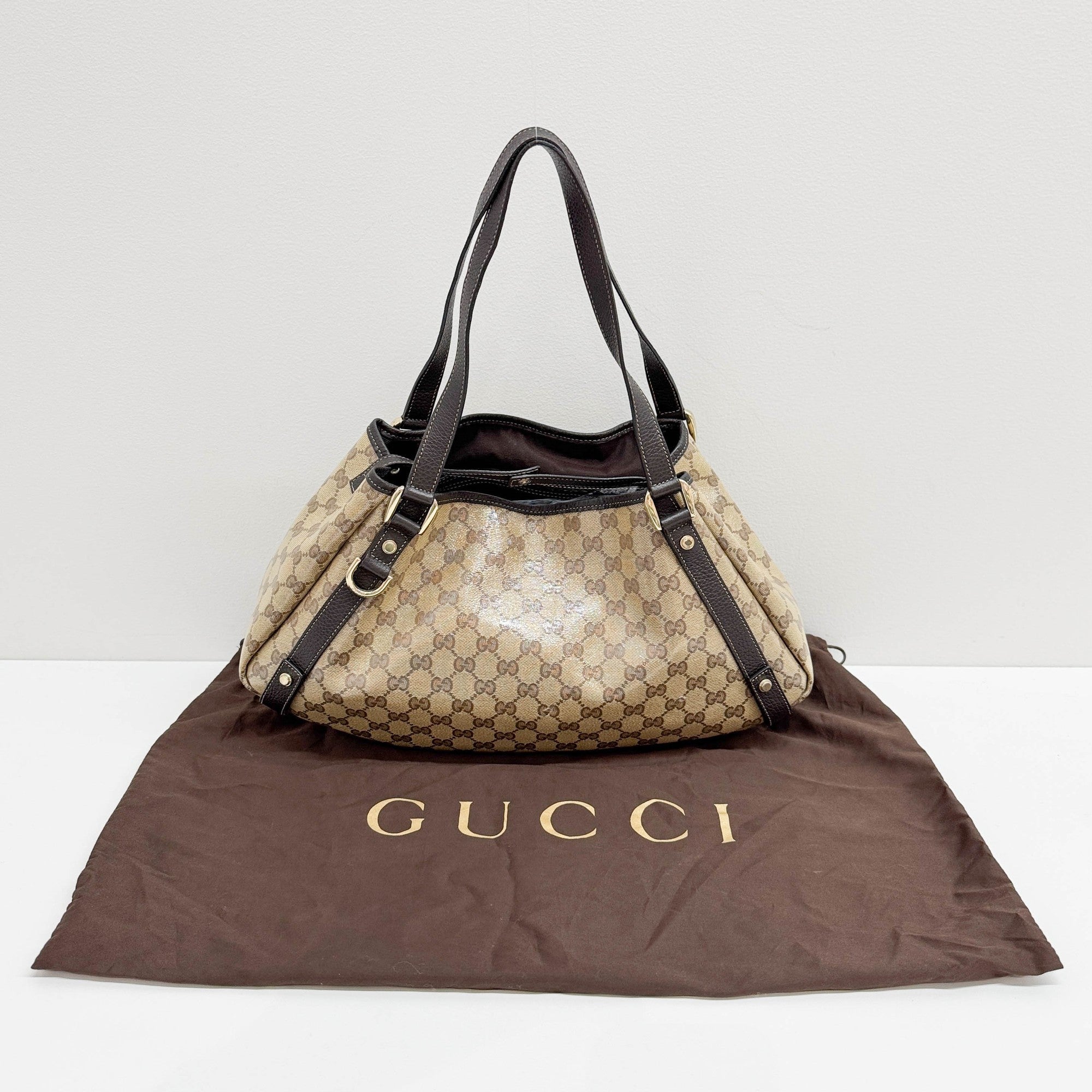 Abbey Brown GG Crystal Shoulder Bag