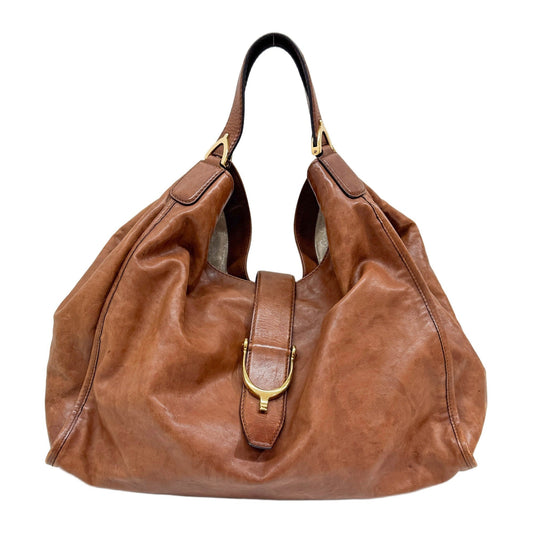 Stirrup Brown Leather Hobo Bag