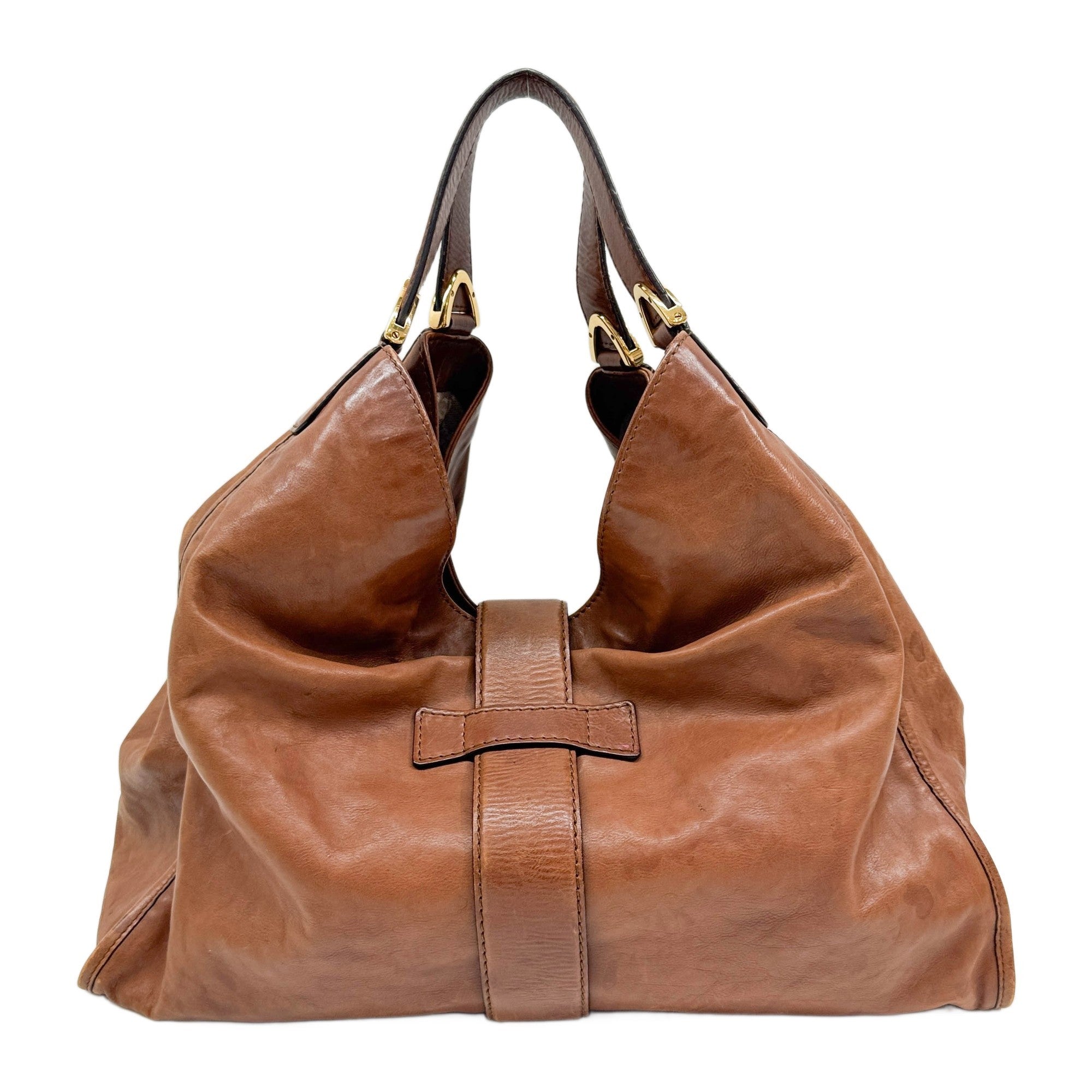 Stirrup Brown Leather Hobo Bag