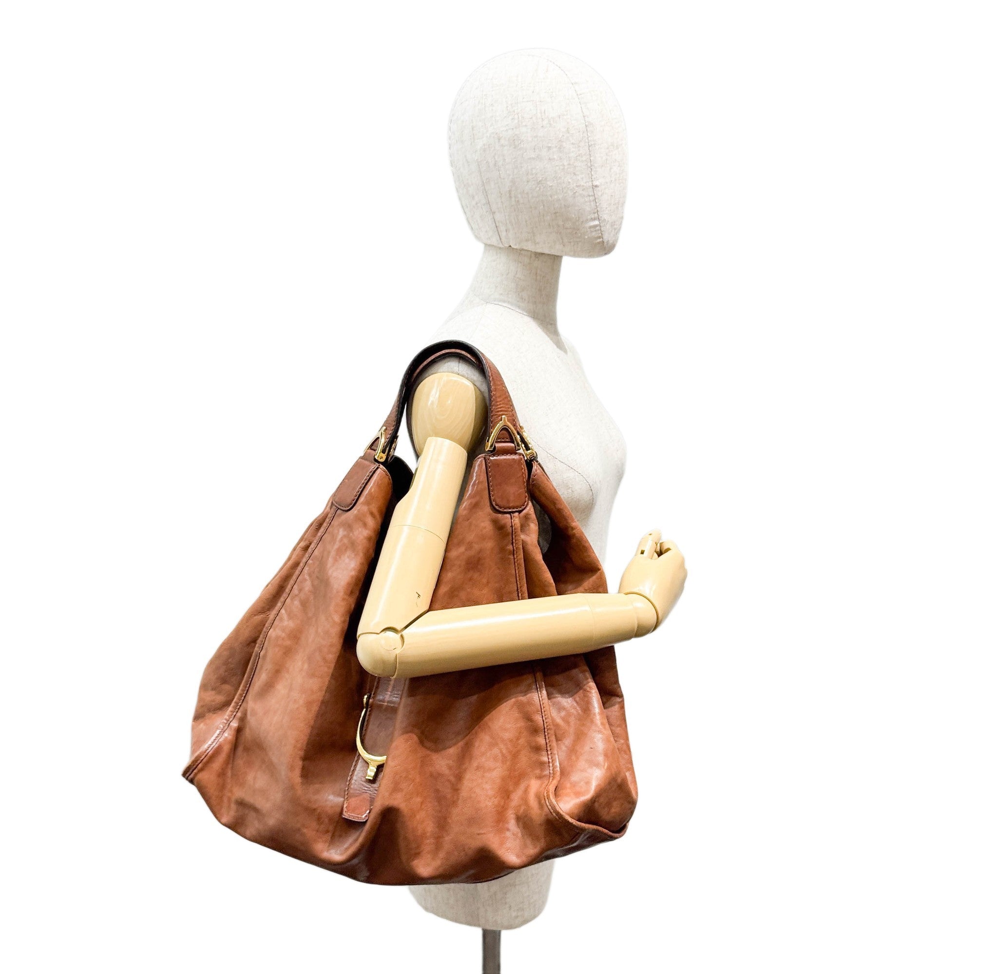 Stirrup Brown Leather Hobo Bag