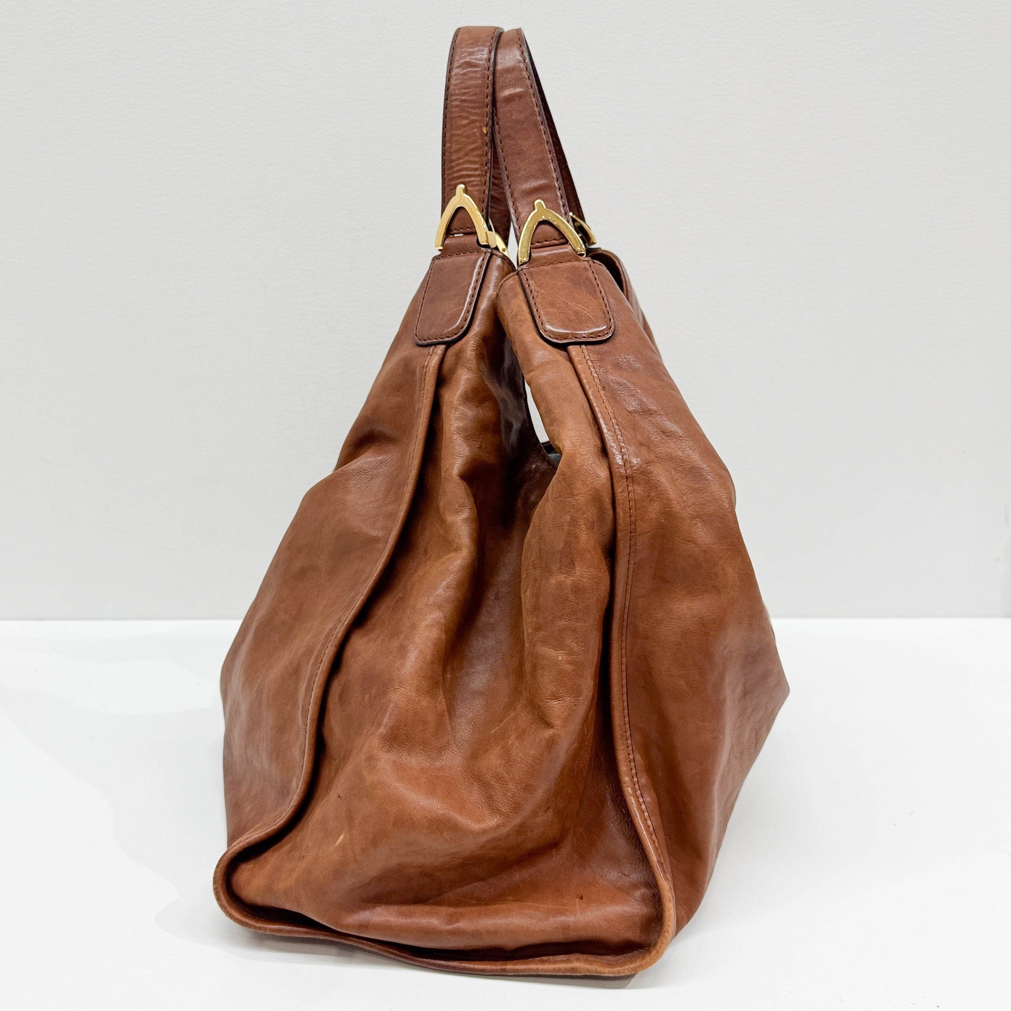 Stirrup Brown Leather Hobo Bag