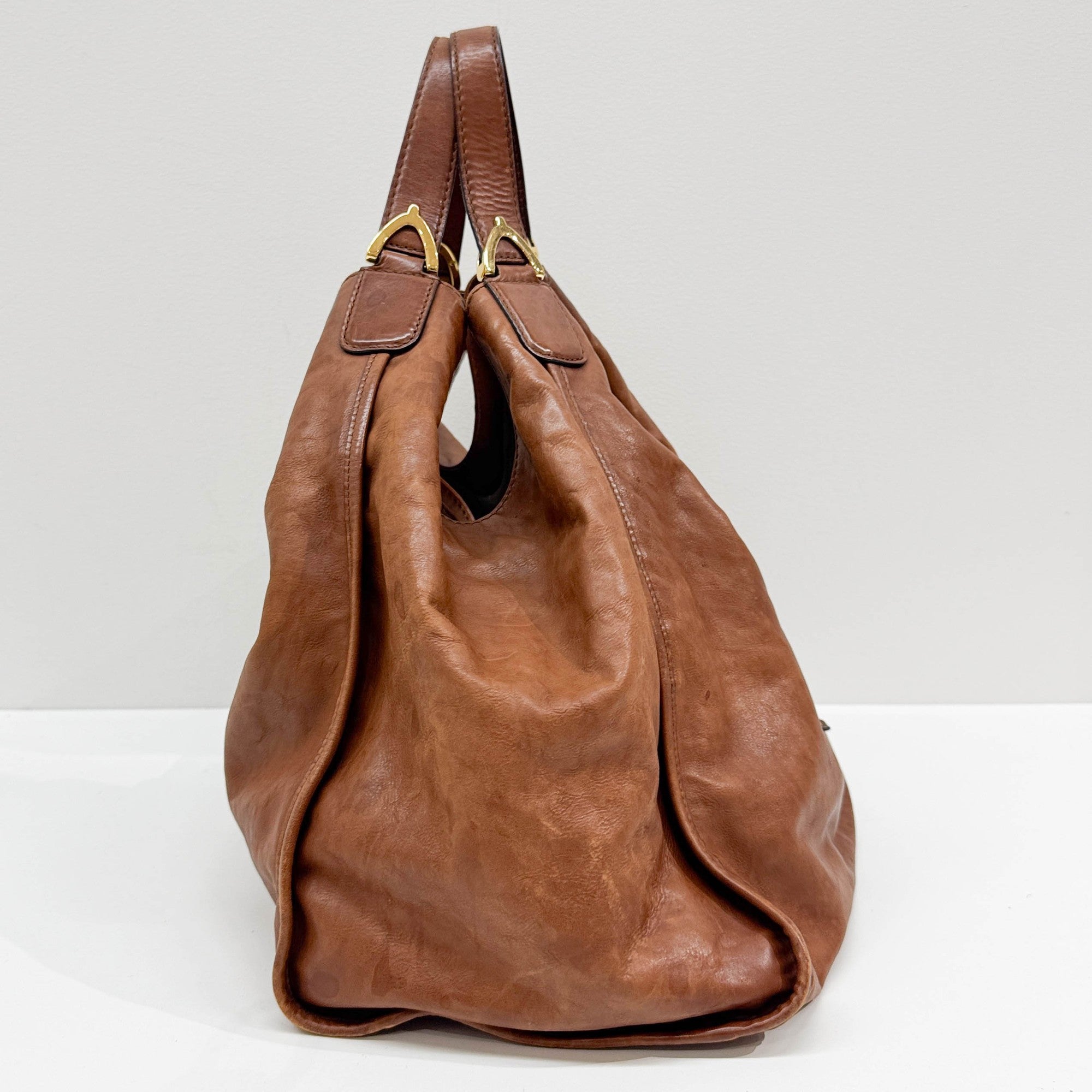 Stirrup Brown Leather Hobo Bag