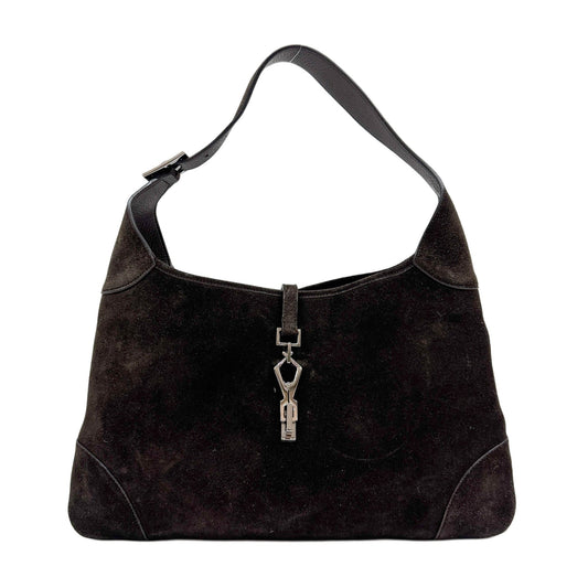 Jackie Dark Brown Suede Shoulder Bag