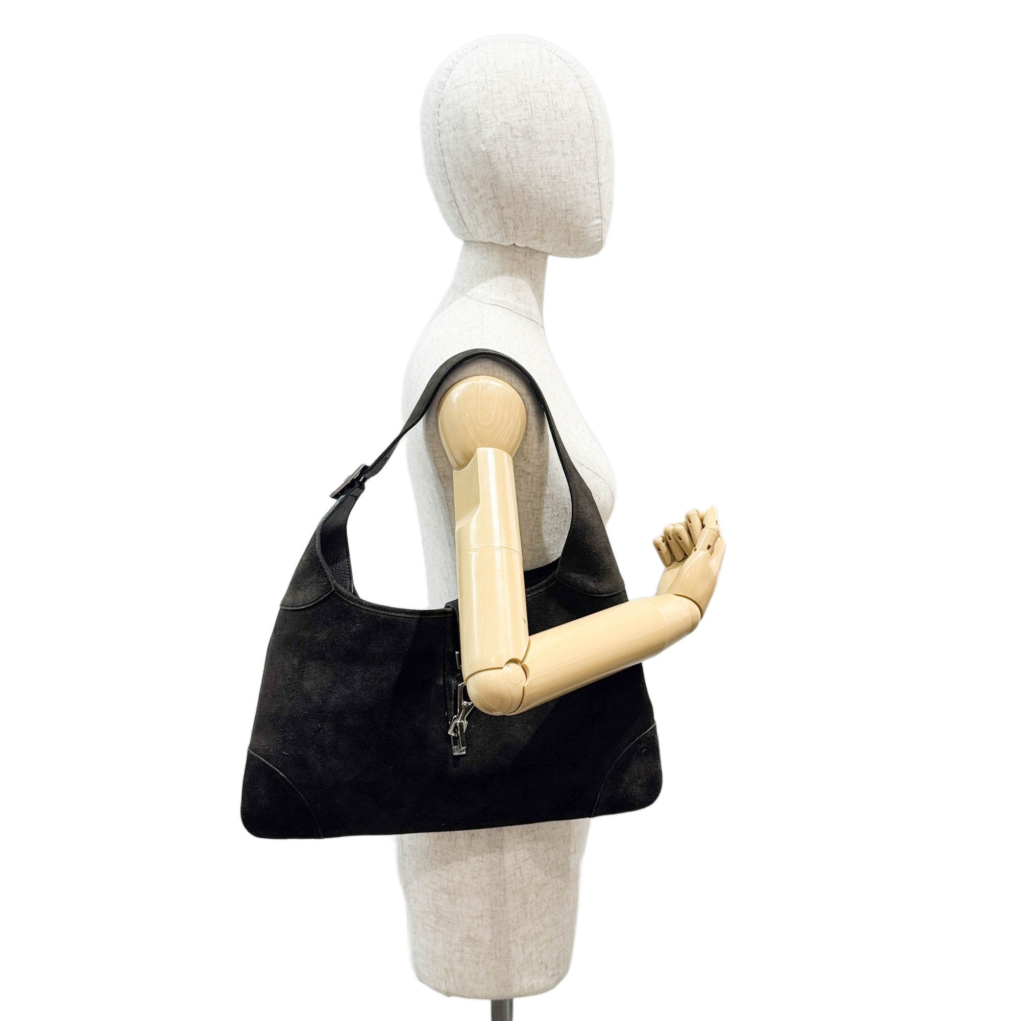 Jackie Dark Brown Suede Shoulder Bag