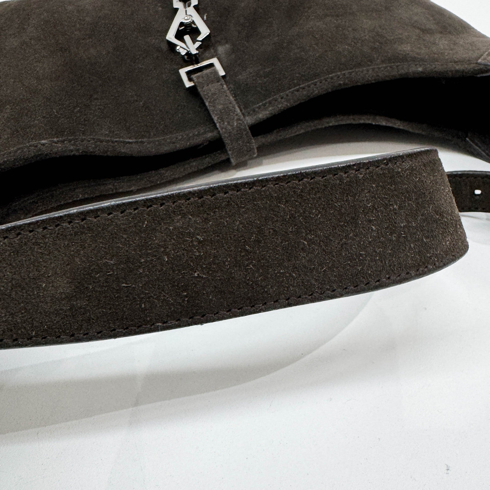Jackie Dark Brown Suede Shoulder Bag