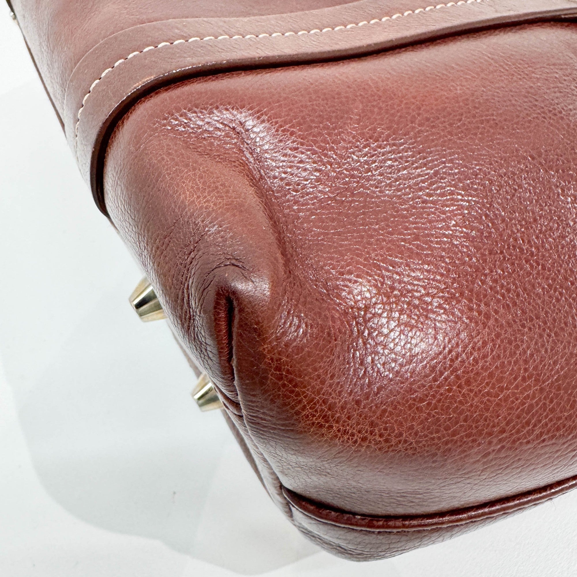 Butterfly Embroidered Brown Leather Shoulder Bag