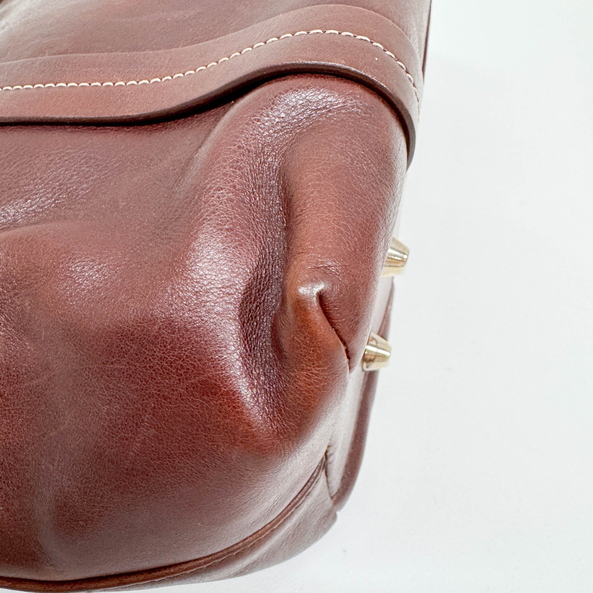 Butterfly Embroidered Brown Leather Shoulder Bag