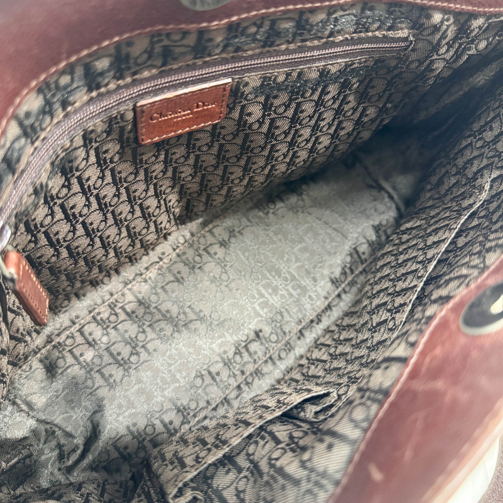 Butterfly Embroidered Brown Leather Shoulder Bag