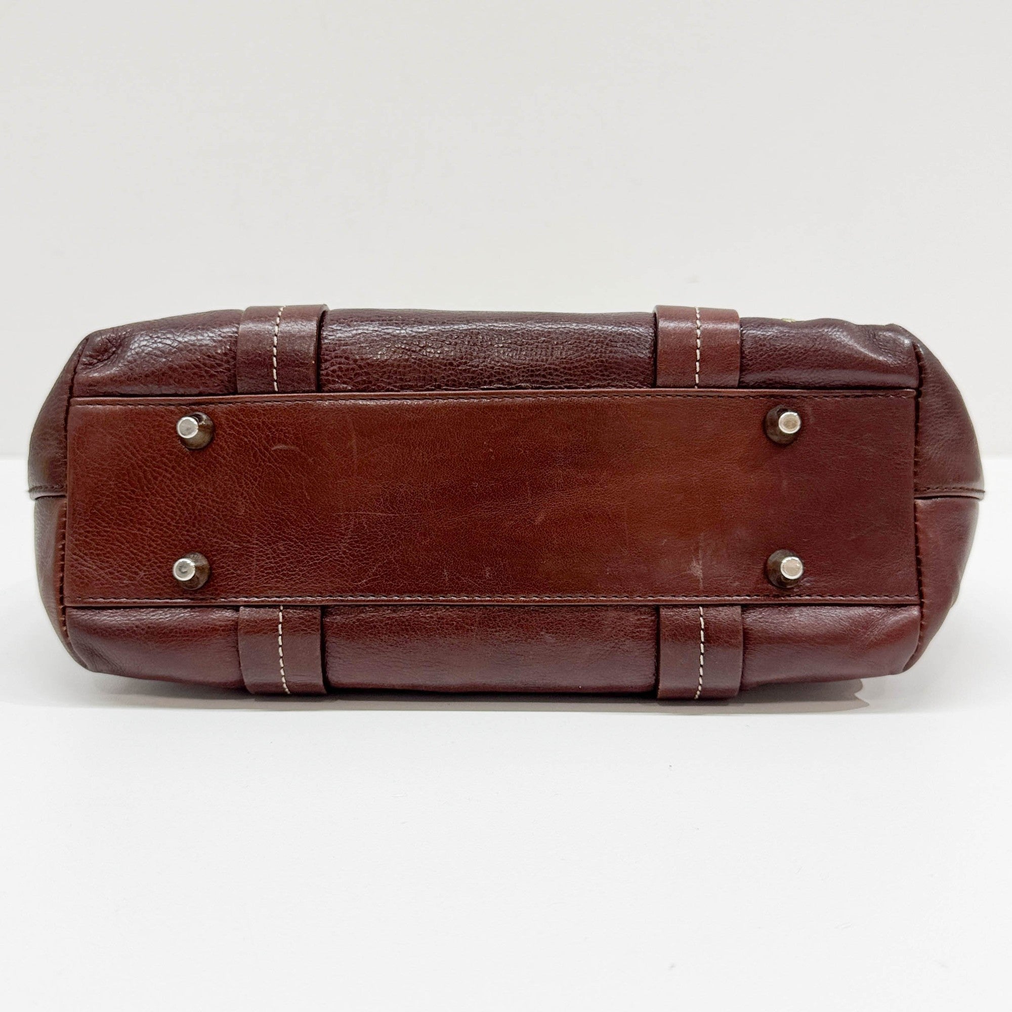 Butterfly Embroidered Brown Leather Shoulder Bag