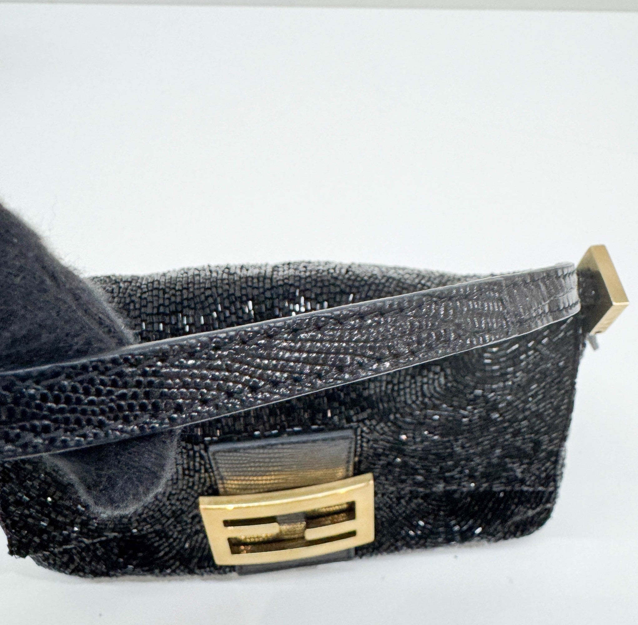 Mini Mamma Baguette Black Beads Shoulder Bag