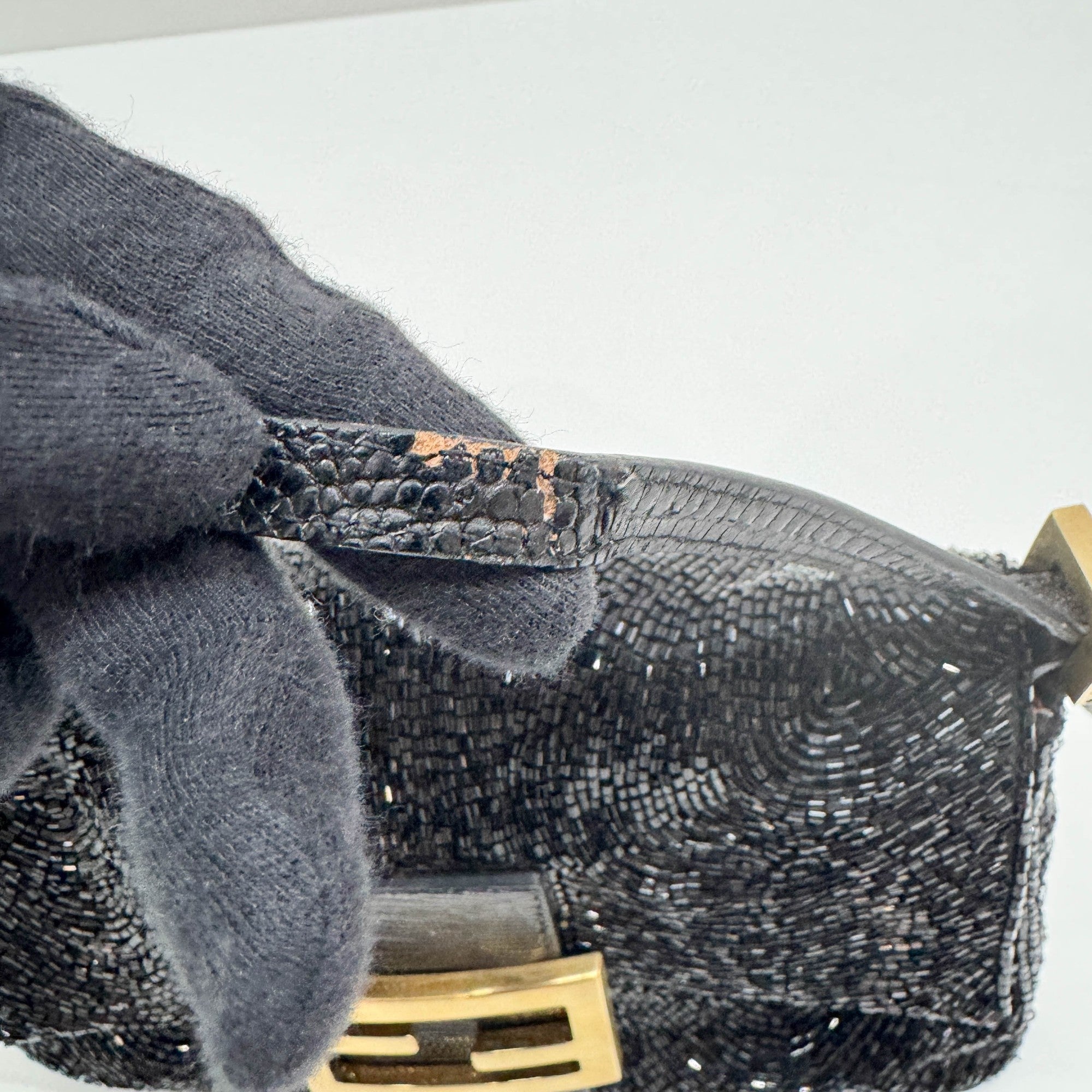 Mini Mamma Baguette Black Beads Shoulder Bag