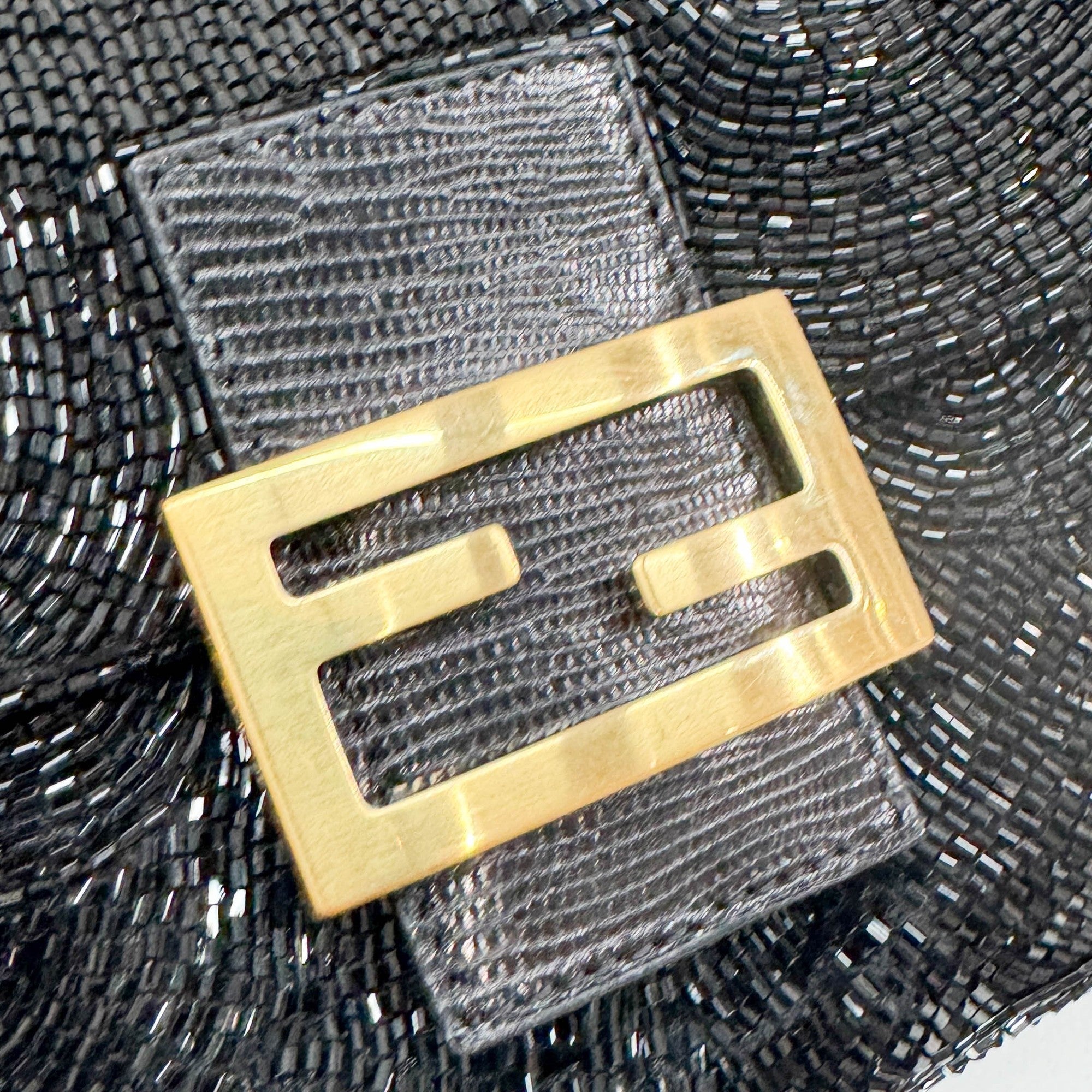 Mini Mamma Baguette Black Beads Shoulder Bag