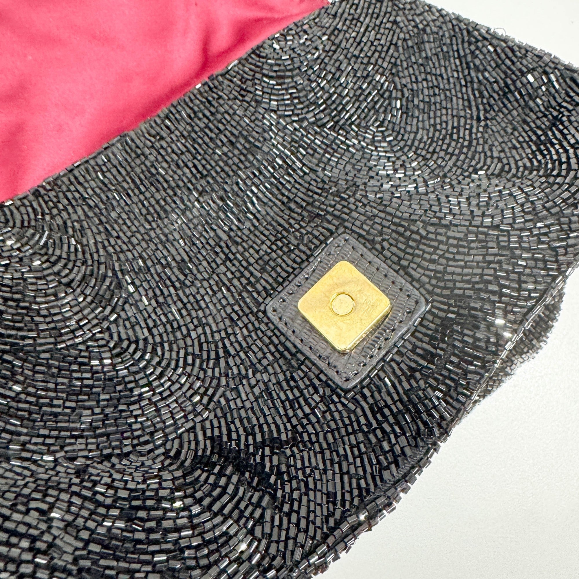 Mini Mamma Baguette Black Beads Shoulder Bag