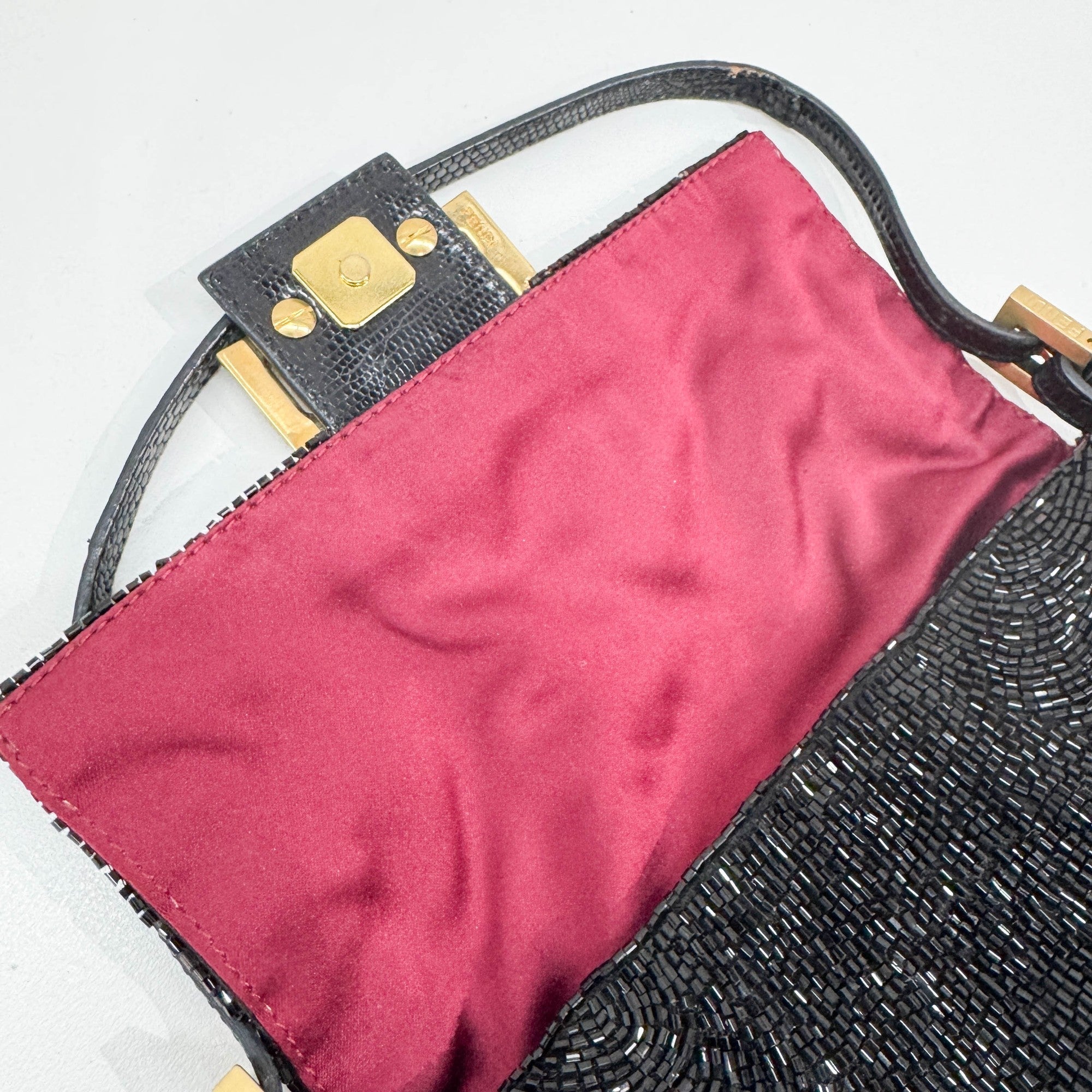 Mini Mamma Baguette Black Beads Shoulder Bag