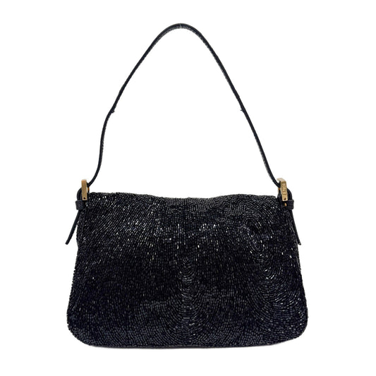 Mini Mamma Baguette Black Beads Shoulder Bag
