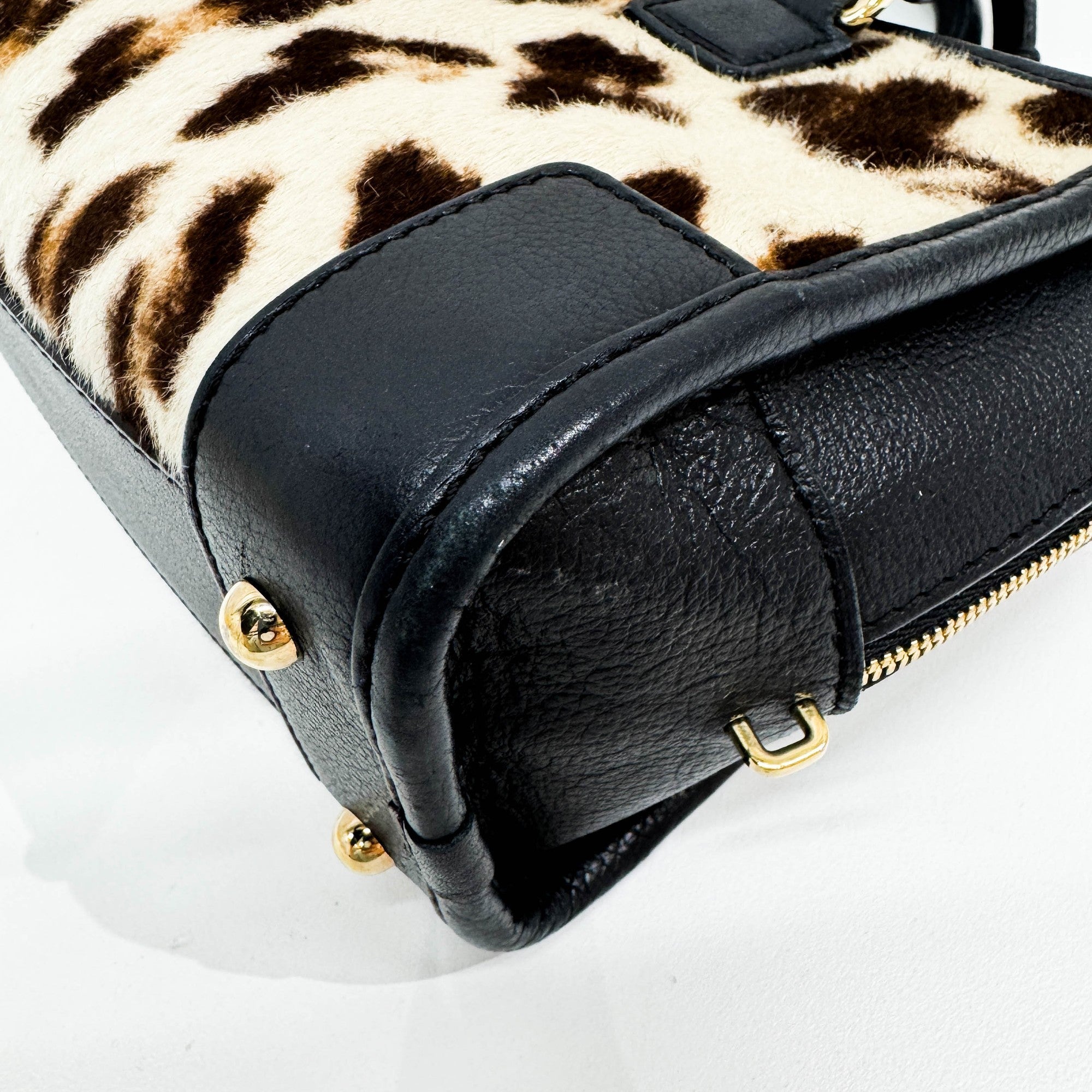 Mini Amazona Brown Leopard Print Pony Hair Two Way Bag