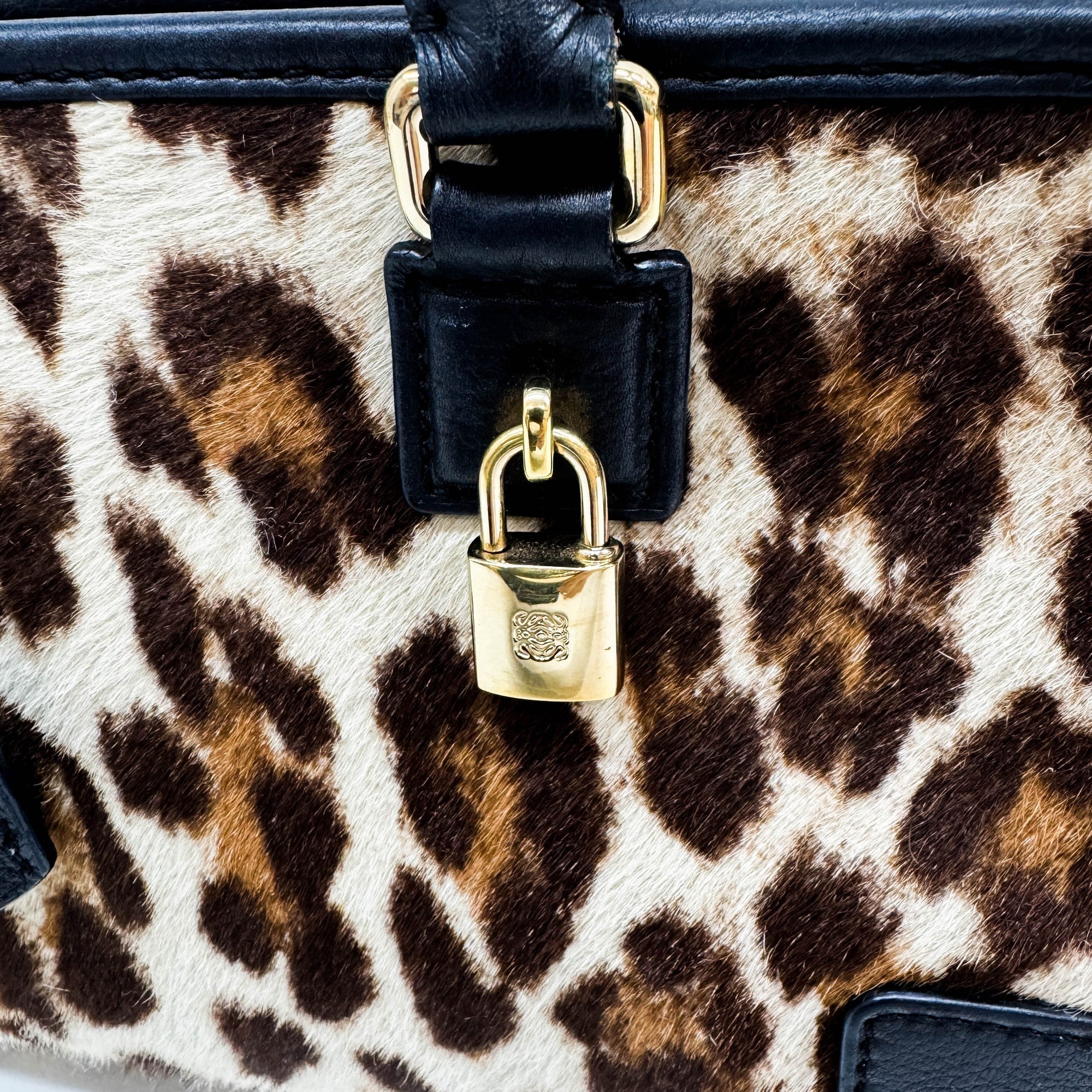 Mini Amazona Brown Leopard Print Pony Hair Two Way Bag
