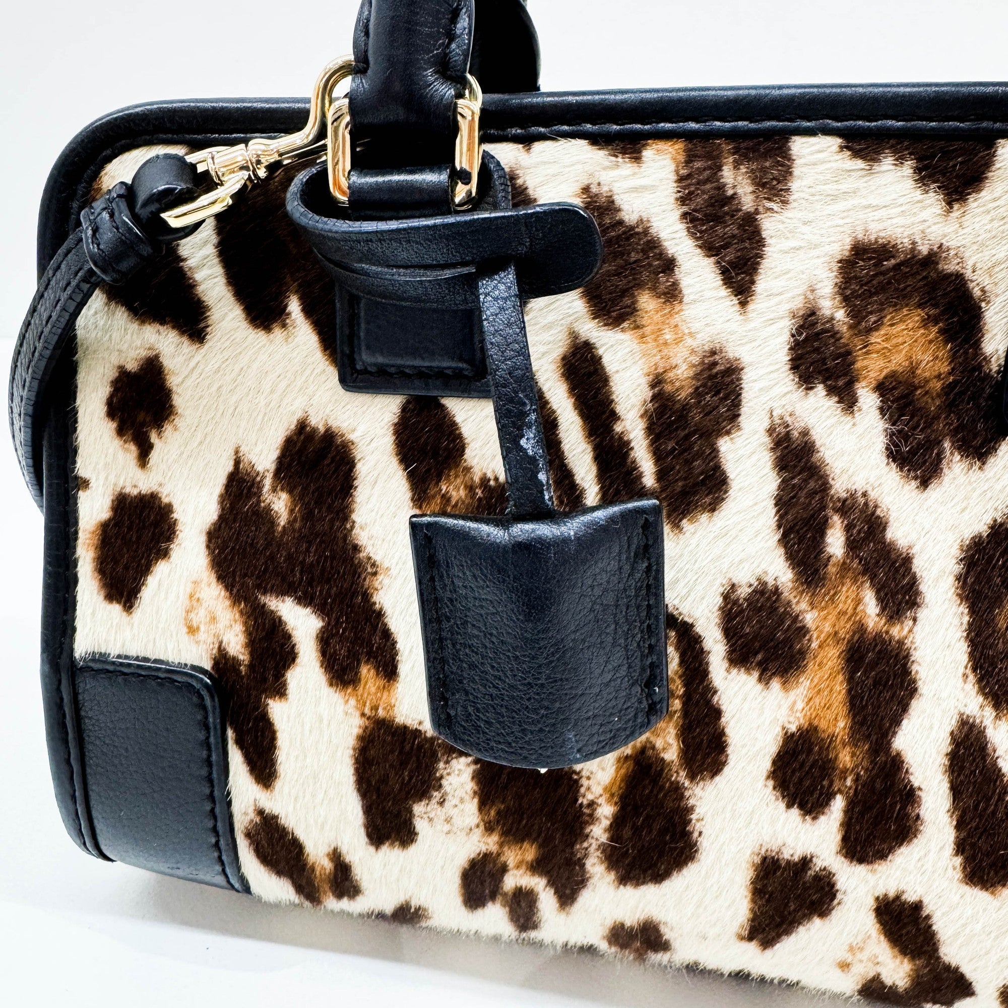 Mini Amazona Brown Leopard Print Pony Hair Two Way Bag