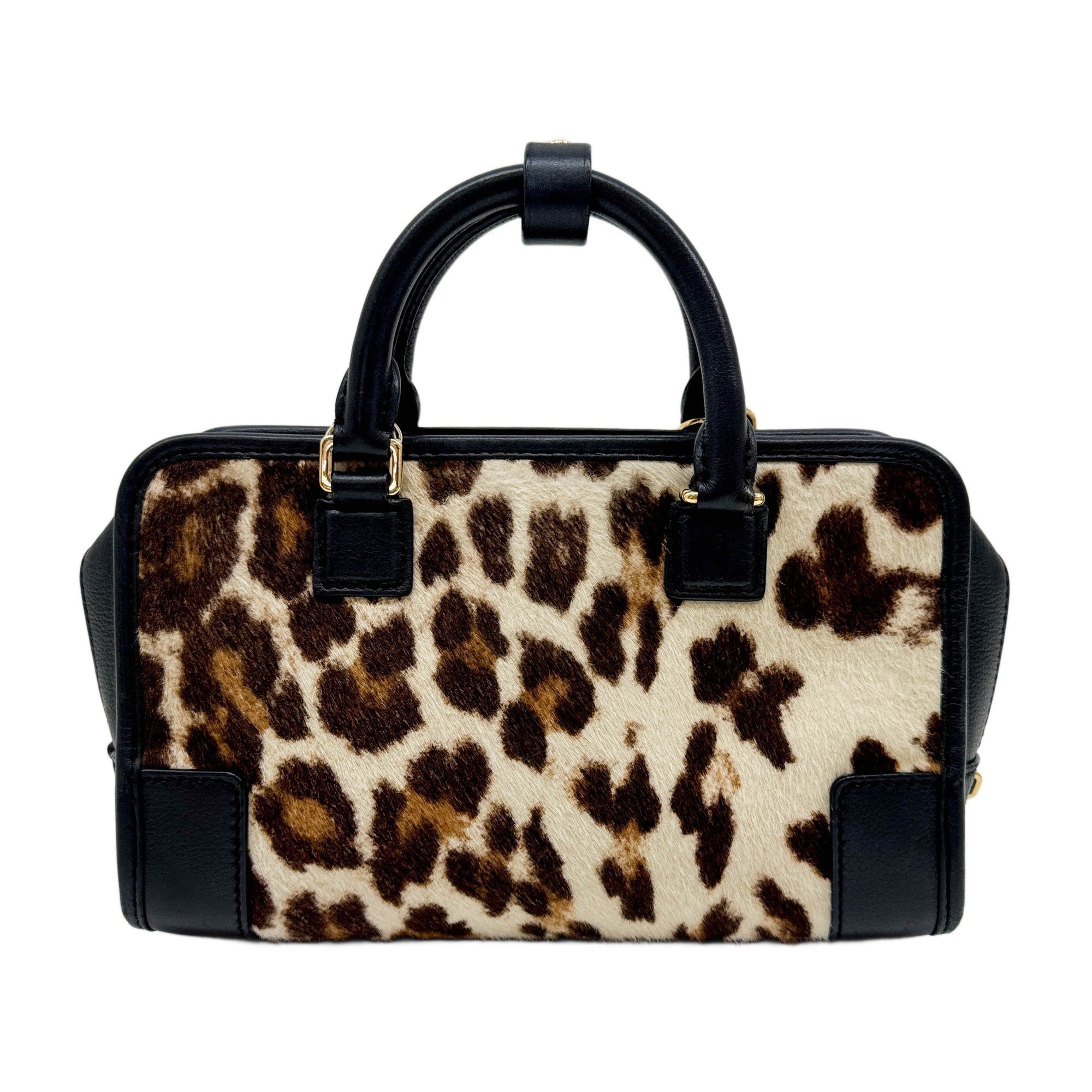 Mini Amazona Brown Leopard Print Pony Hair Two Way Bag
