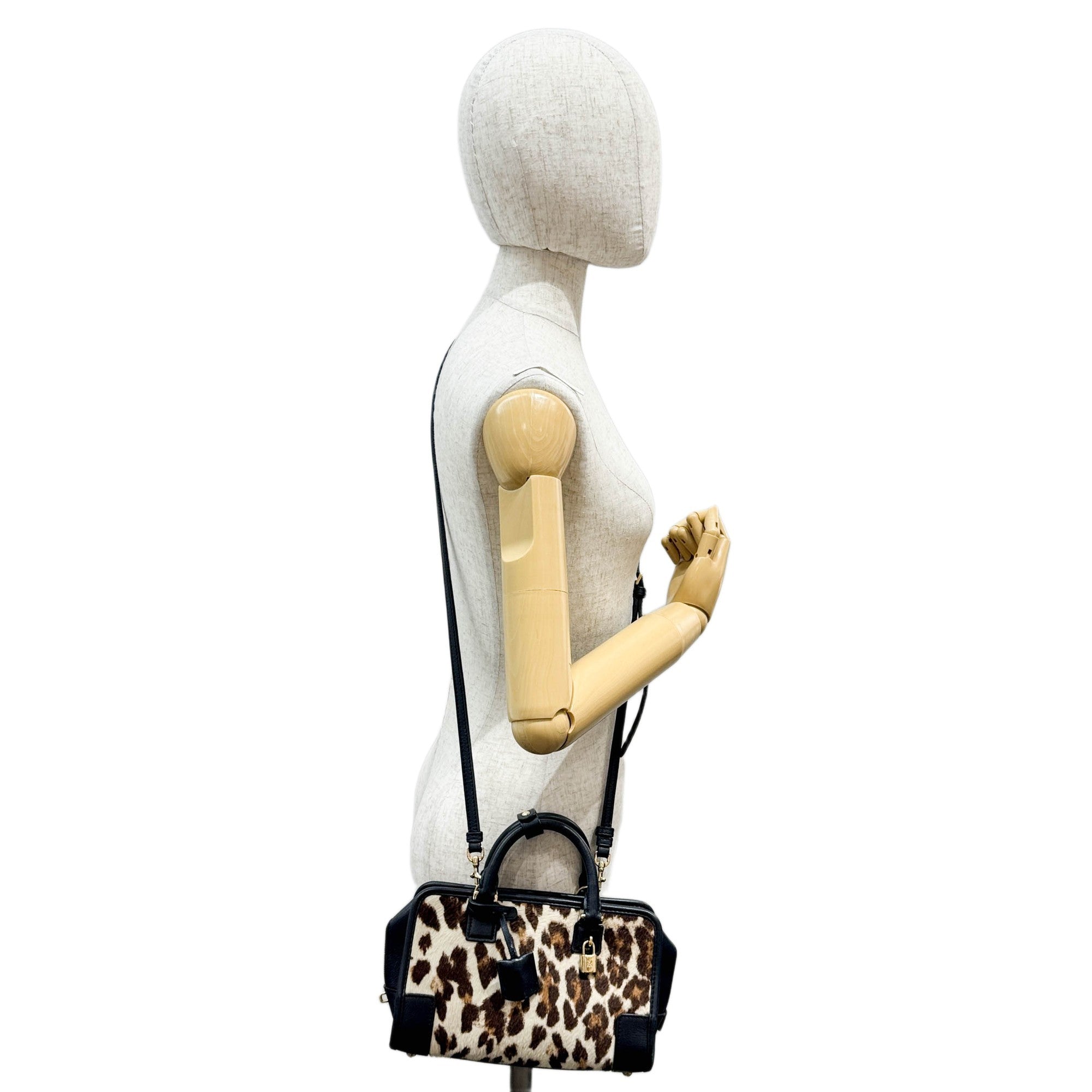 Mini Amazona Brown Leopard Print Pony Hair Two Way Bag