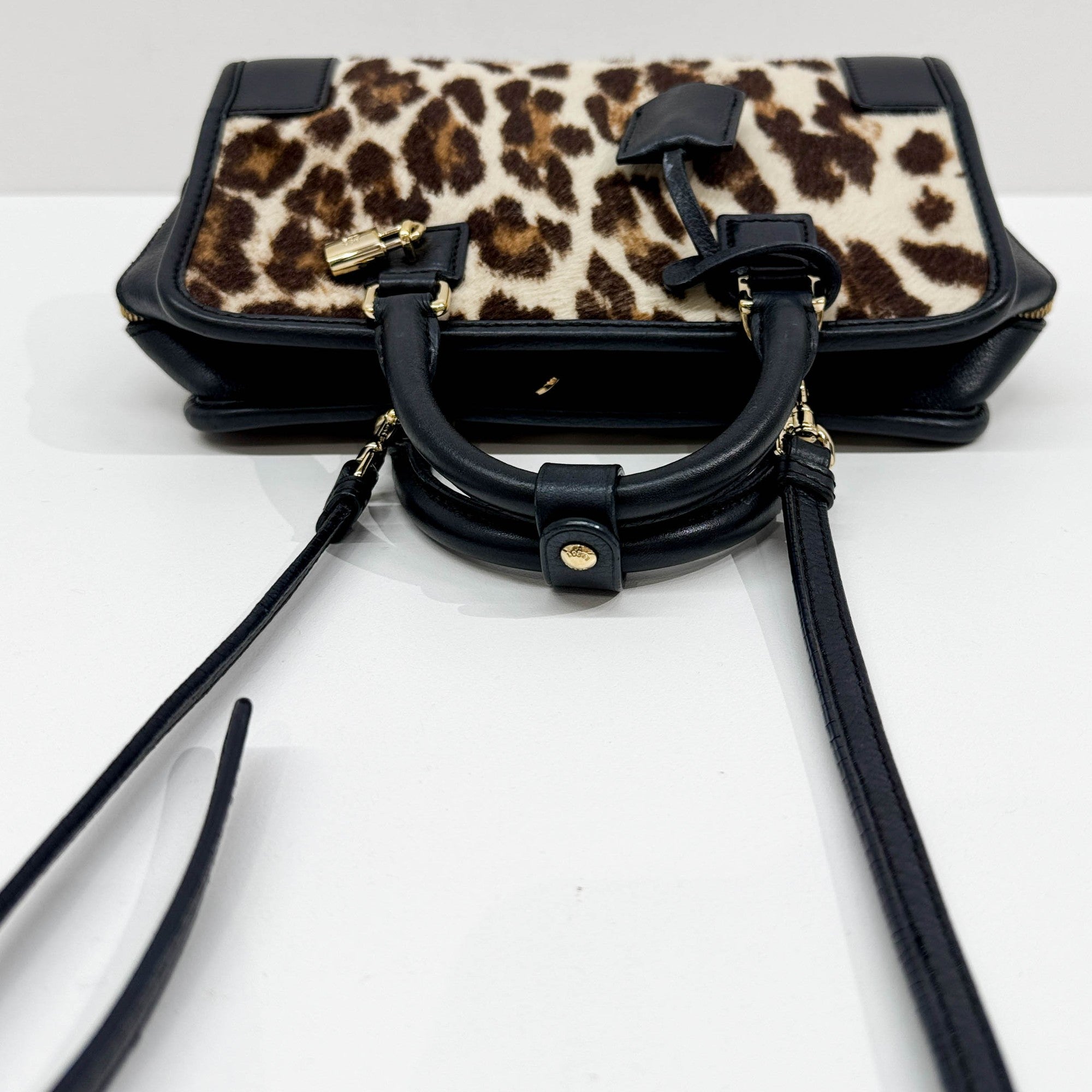 Mini Amazona Brown Leopard Print Pony Hair Two Way Bag