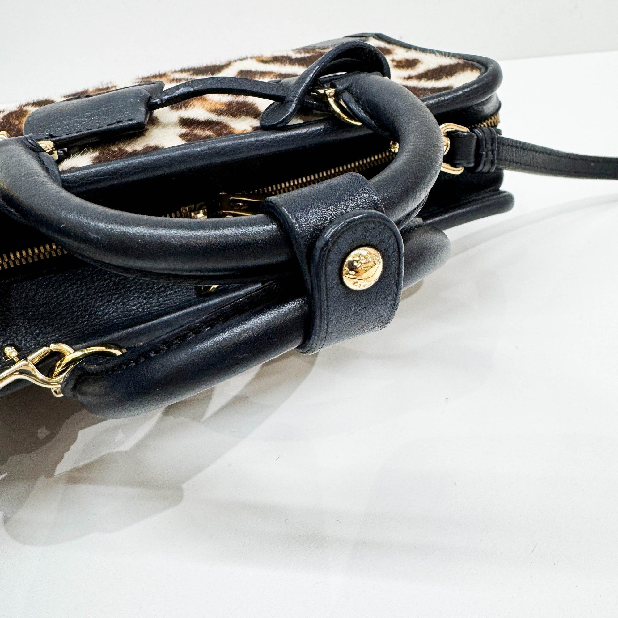 Mini Amazona Brown Leopard Print Pony Hair Two Way Bag