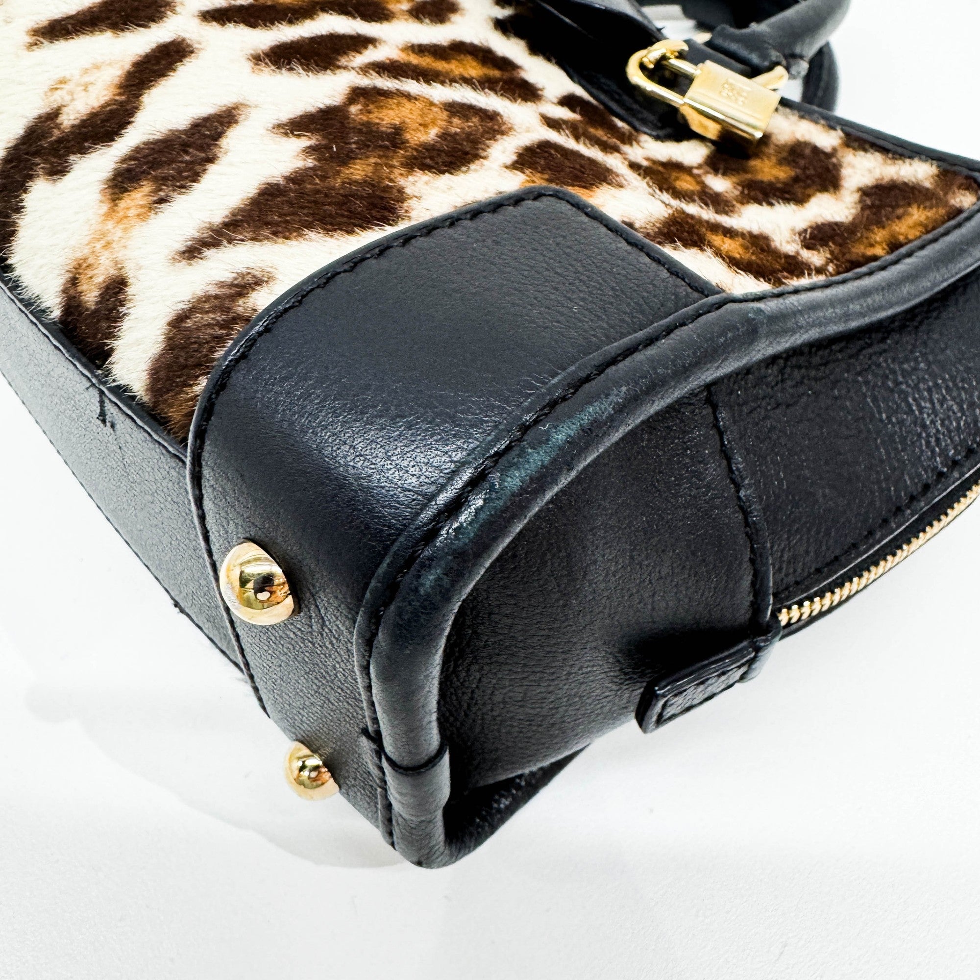Mini Amazona Brown Leopard Print Pony Hair Two Way Bag