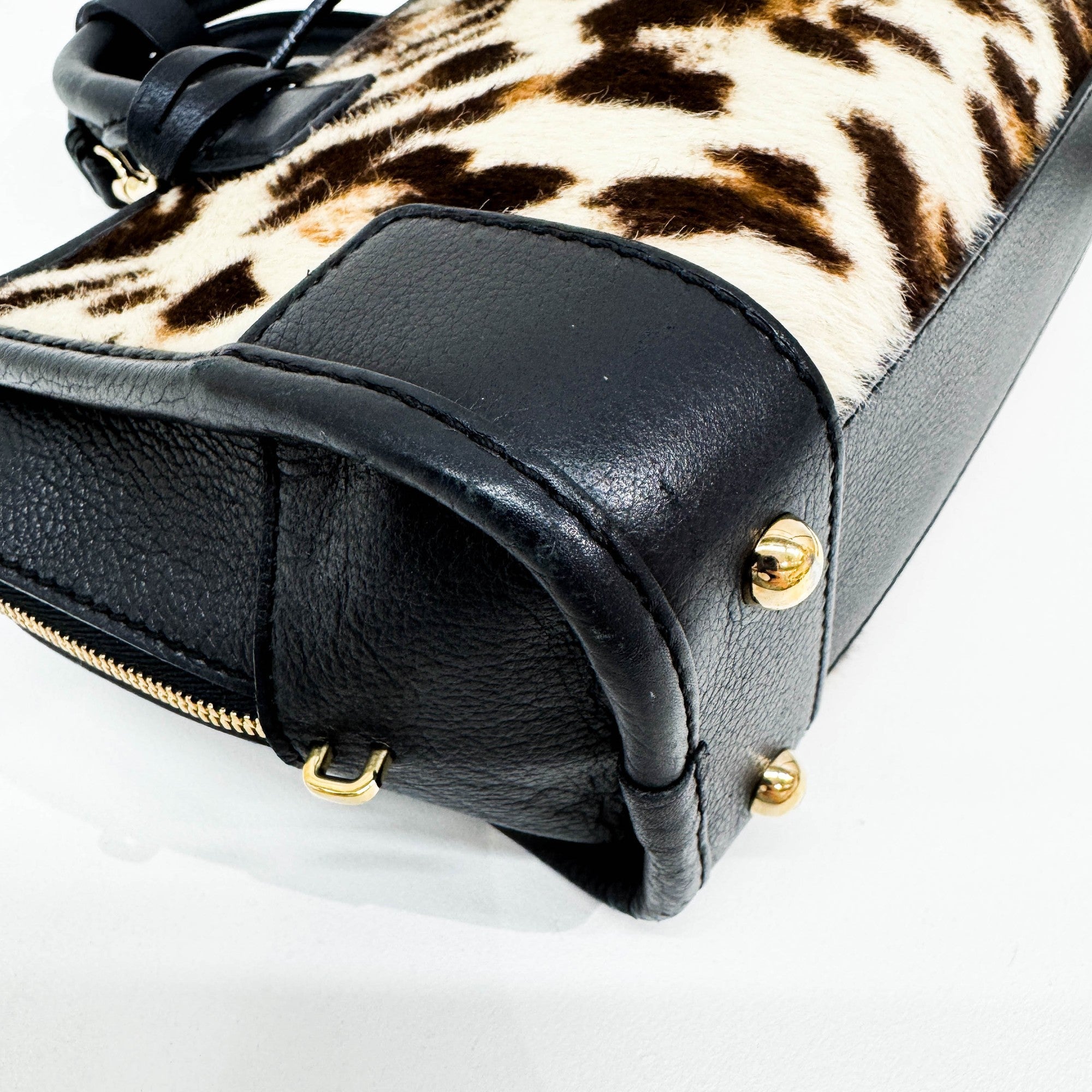 Mini Amazona Brown Leopard Print Pony Hair Two Way Bag