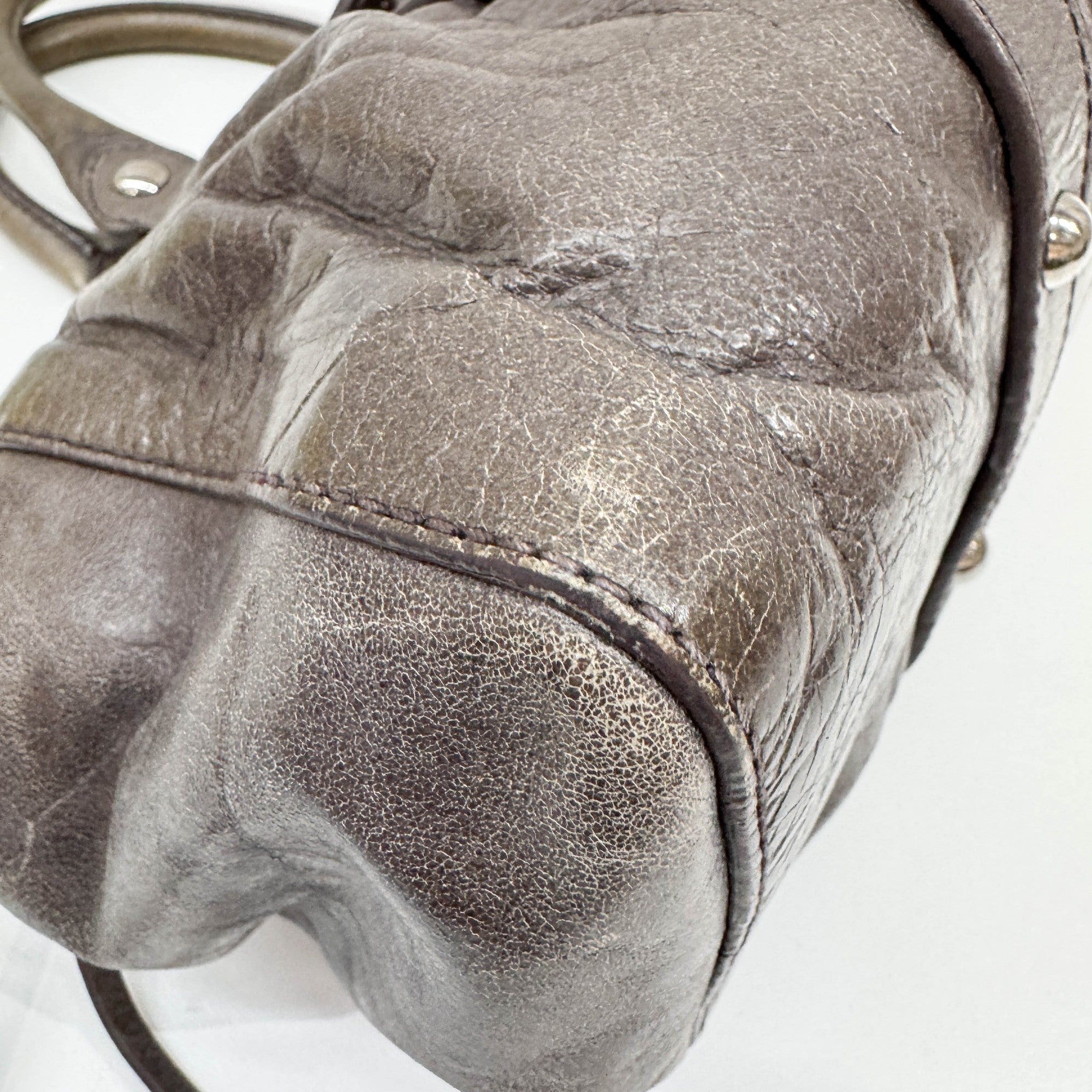 Vitello Gray Leather Two Way Bag