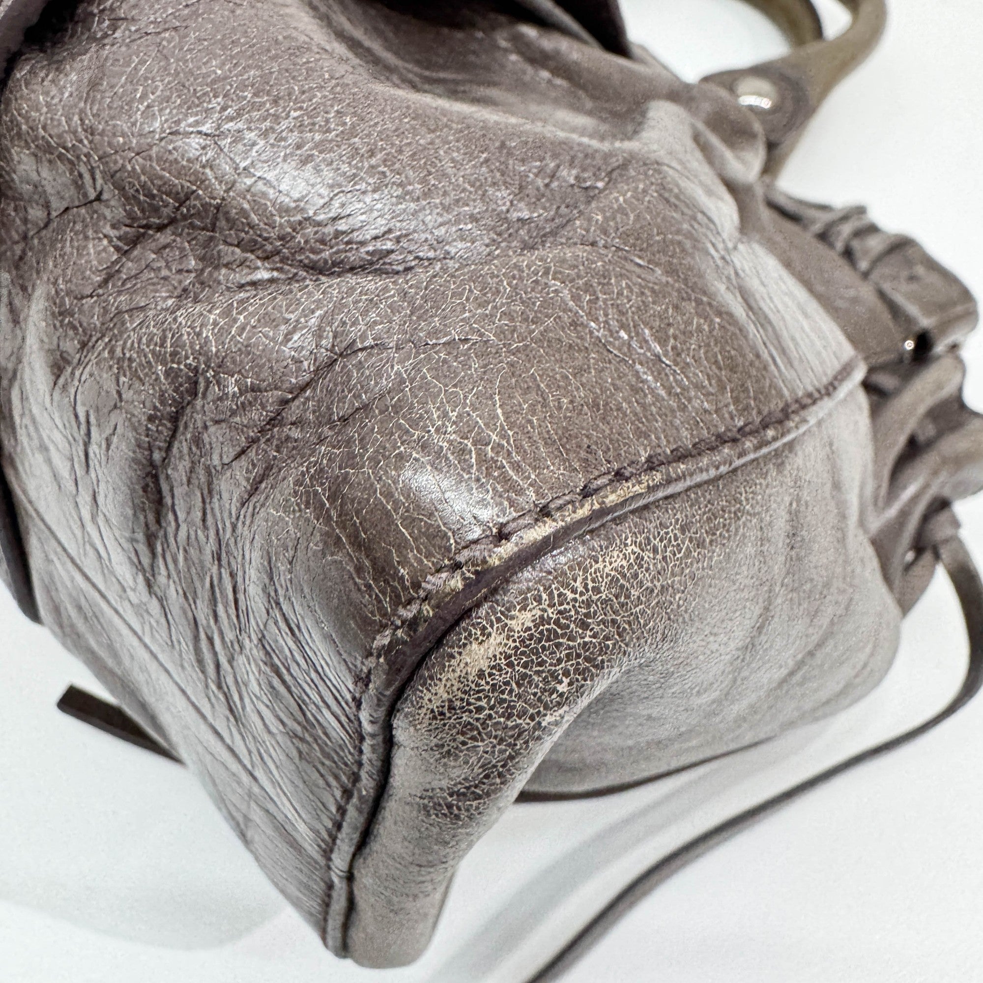 Vitello Gray Leather Two Way Bag