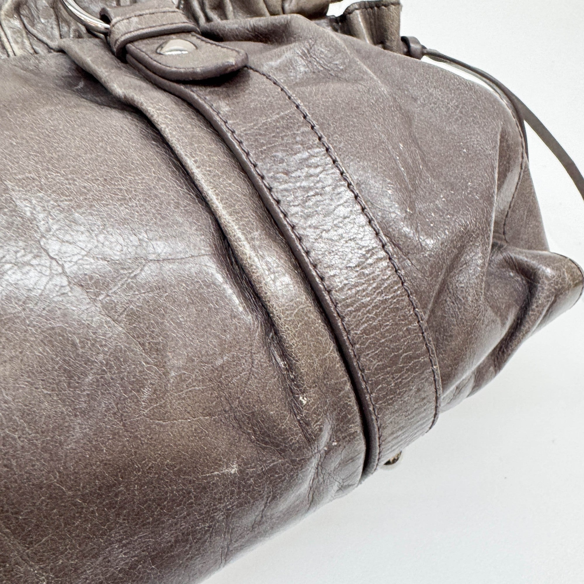 Vitello Gray Leather Two Way Bag