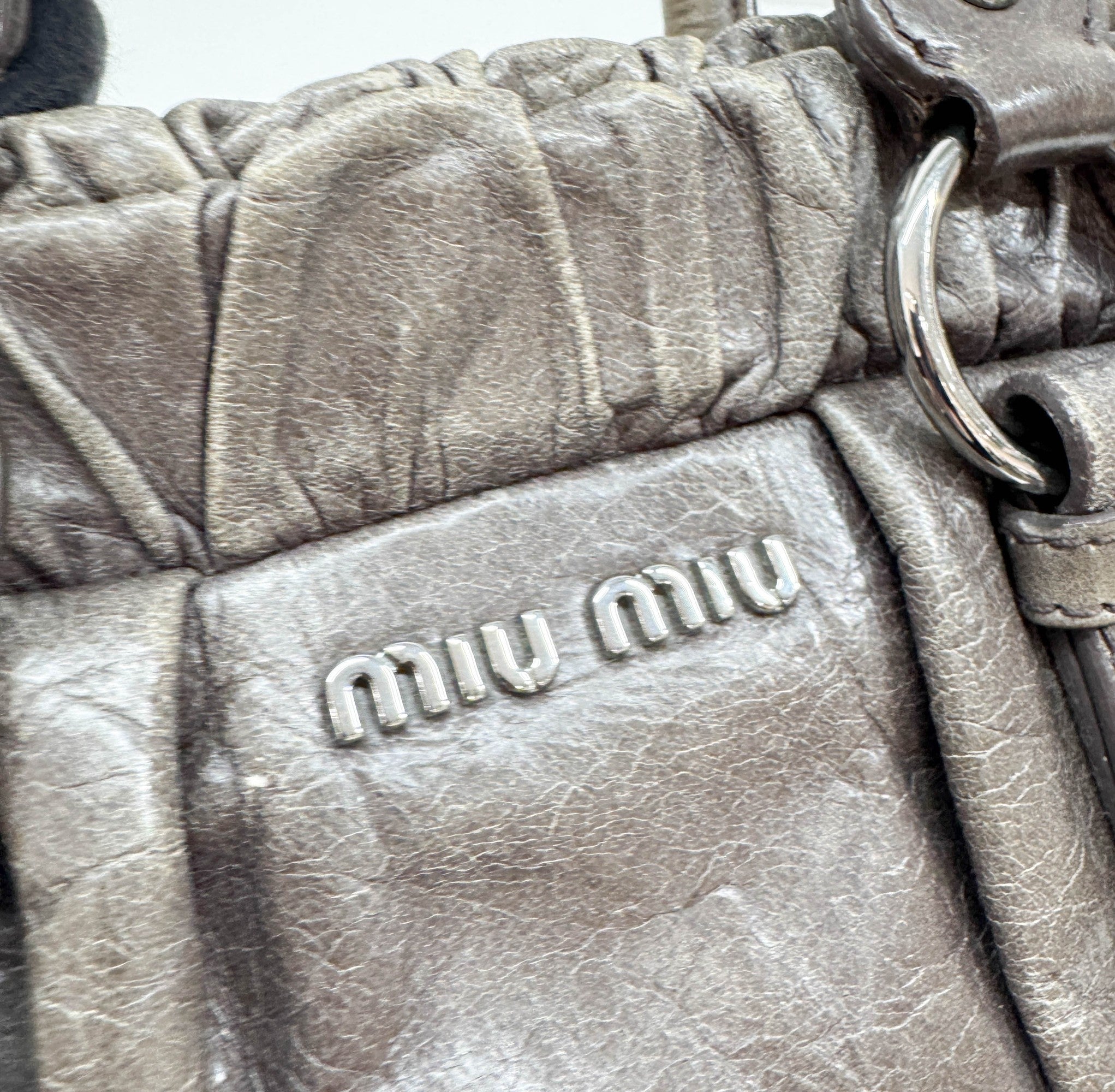 Vitello Gray Leather Two Way Bag