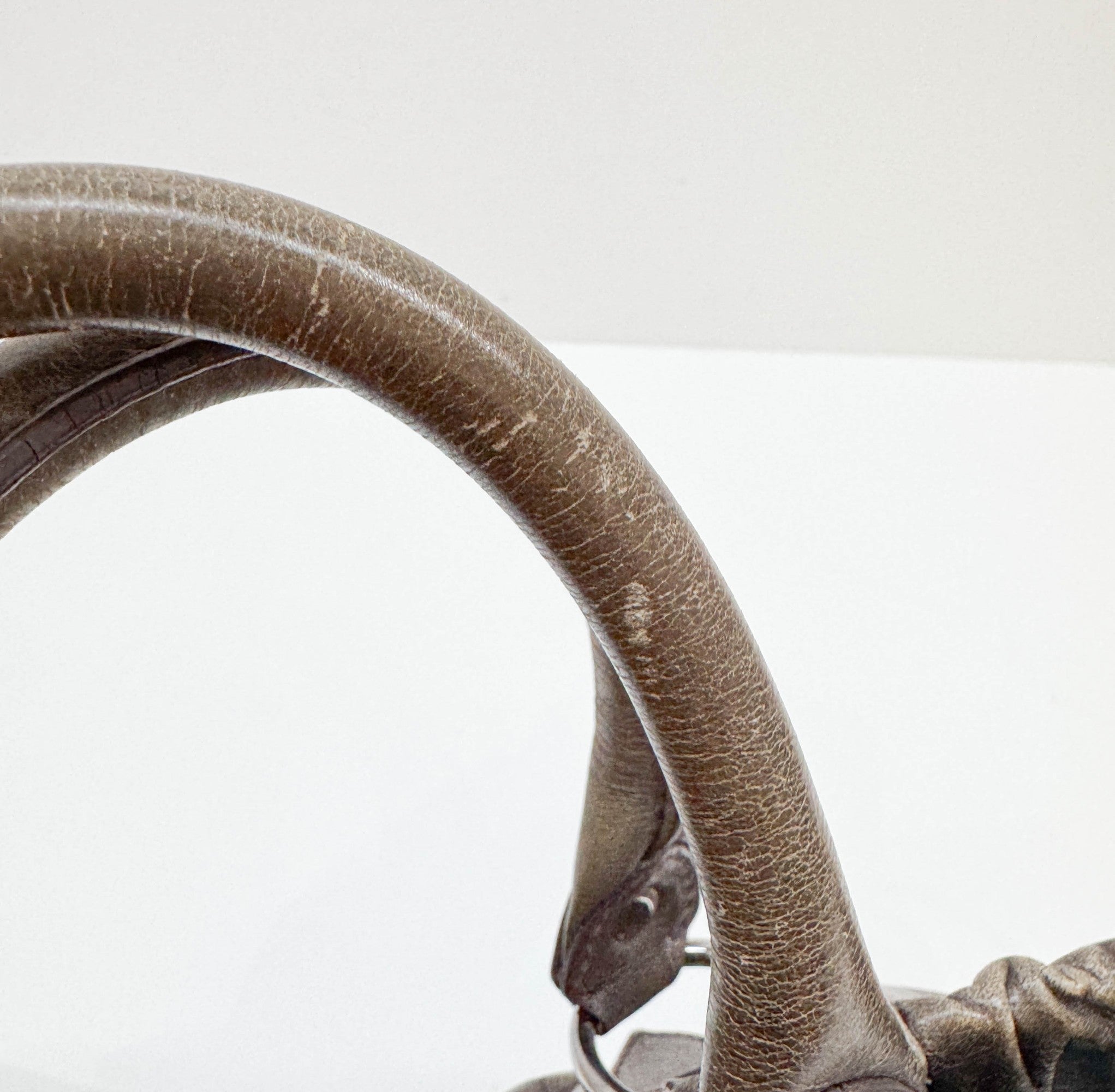 Vitello Gray Leather Two Way Bag