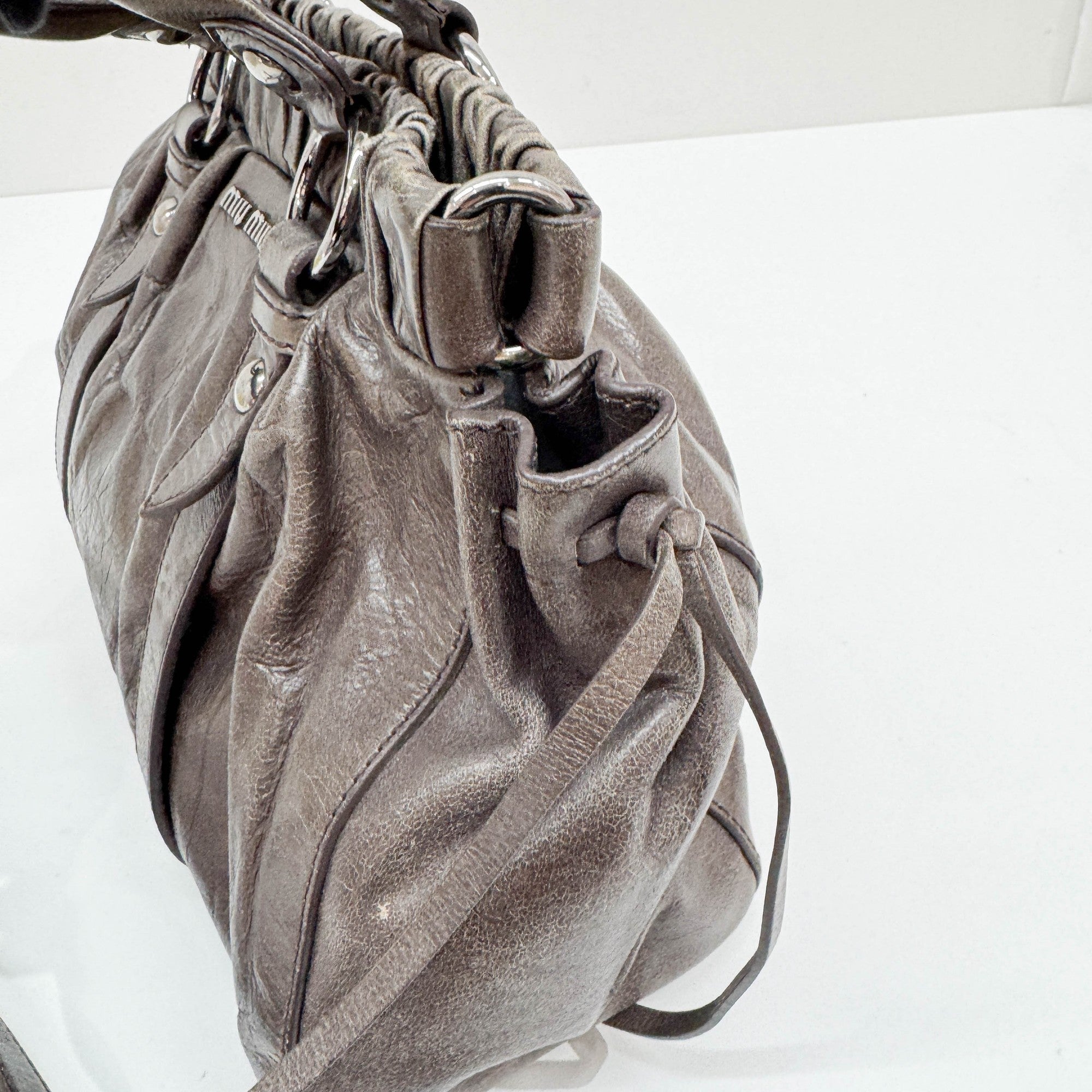 Vitello Gray Leather Two Way Bag