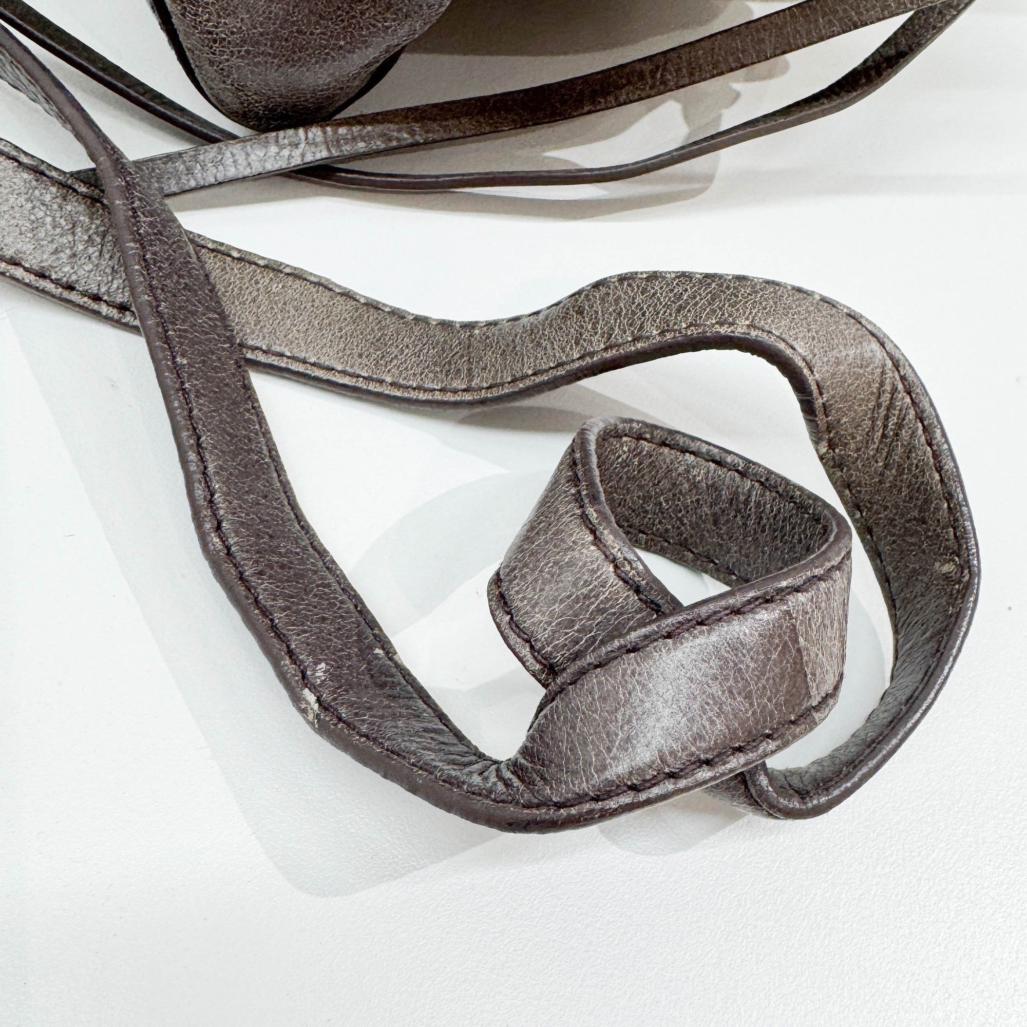 Vitello Gray Leather Two Way Bag